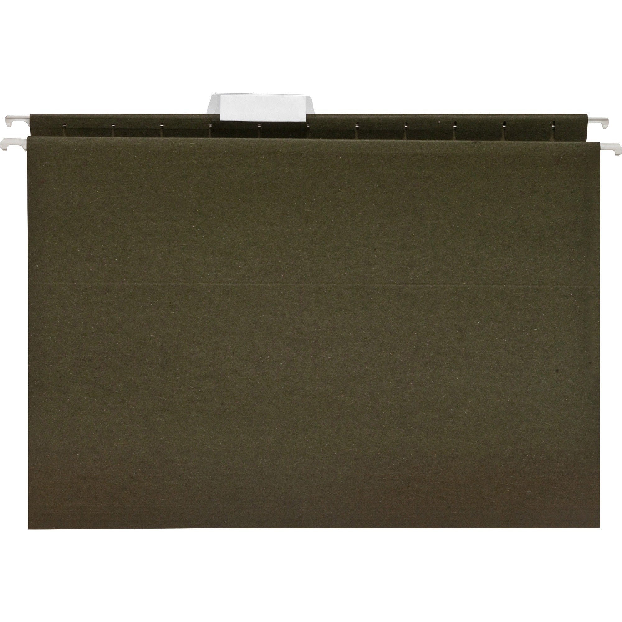 Business Source 1/5 Tab Cut Letter Recycled Hanging Folder - 8 1/2" x 11" - Green - 100% Recycled - 25 / Box -