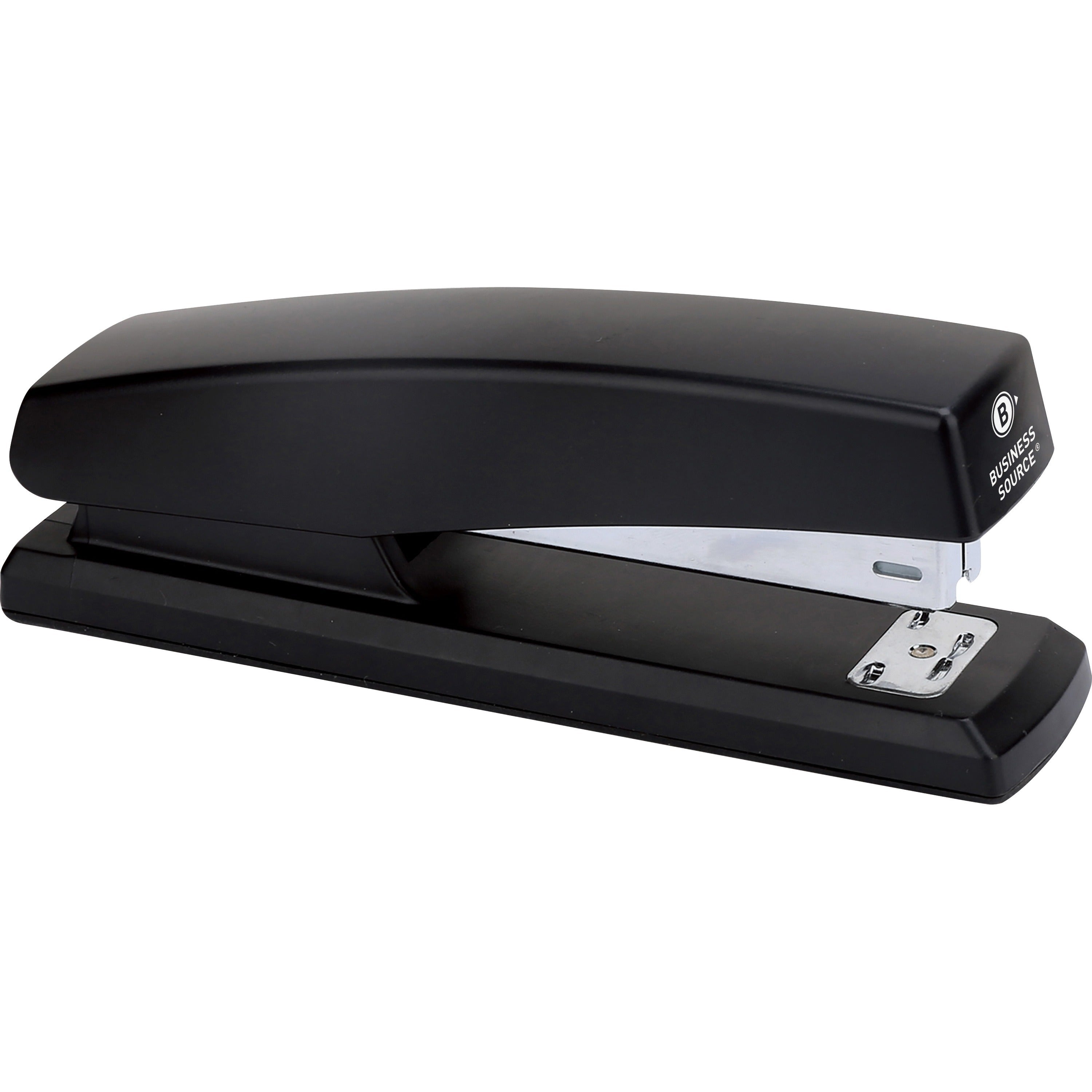 Business Source Full-Strip Desktop Stapler - 20 Sheets Capacity - 210 Staple Capacity - Full Strip - 1 Each - Black -