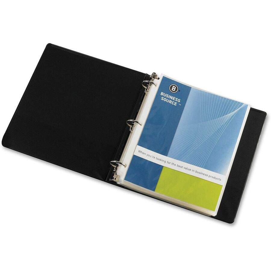 Business Source Top-Loading Poly Sheet Protectors - 3.3 mil Thickness - For Letter 8 1/2" x 11" Sheet - 3 x Holes - Ring Binder - Rectangular - Clear - Polypropylene - 100 / Box -