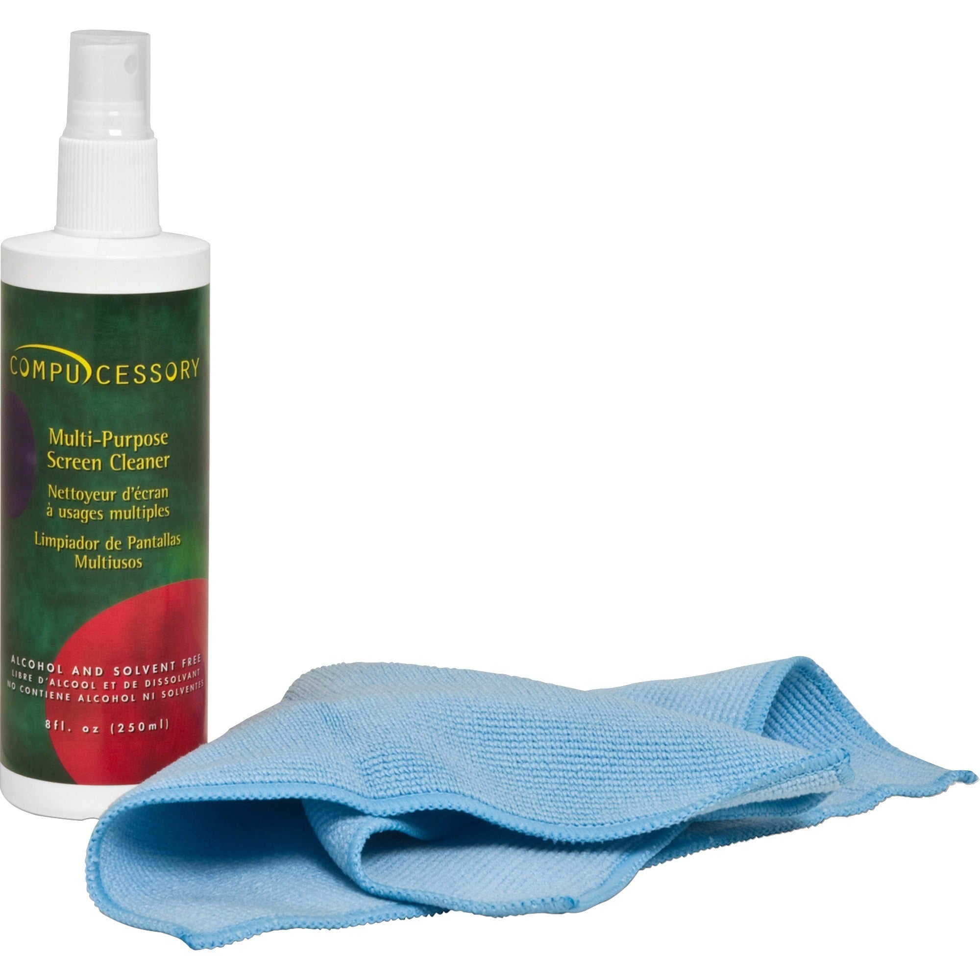 compucessory-lcd-plasma-screen-cleaner-with-cloth-for-display-screen-8-fl-oz-alcohol-free-1-kit-green_ccs56268 - 1