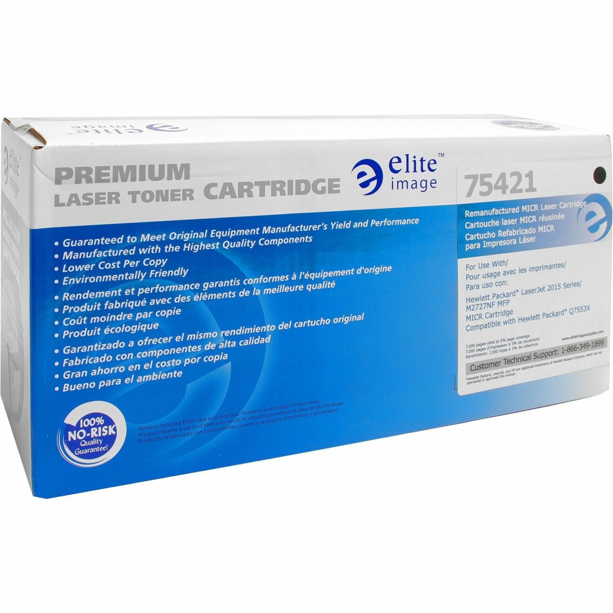 Elite Image Remanufactured MICR High Yield Laser Toner Cartridge - Alternative for HP 53X (Q7553X) - Black - 1 Each - 7000 Pages -