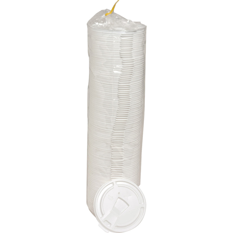 Genuine Joe 12oz-24oz Hot/Cold Foam Cup Lids - 10 / Carton - 100 Per Pack - White - 2