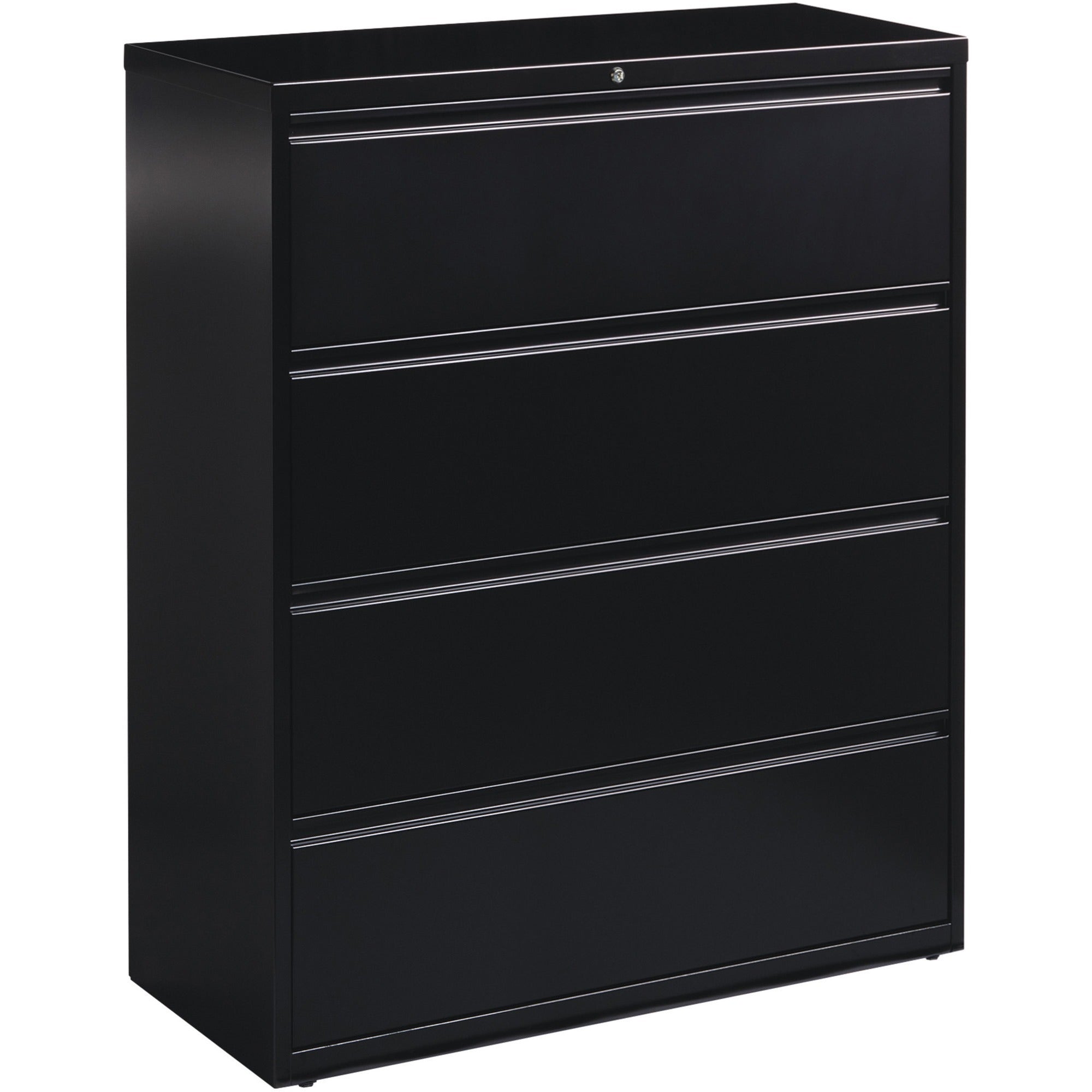 Lorell Fortress Series Lateral File - 42" x 18.6" x 52.5" - 4 x Drawer(s) for File - Letter, Legal, A4 - Lateral - Interlocking, Leveling Glide, Label Holder, Ball-bearing Suspension - Black - Recycled -