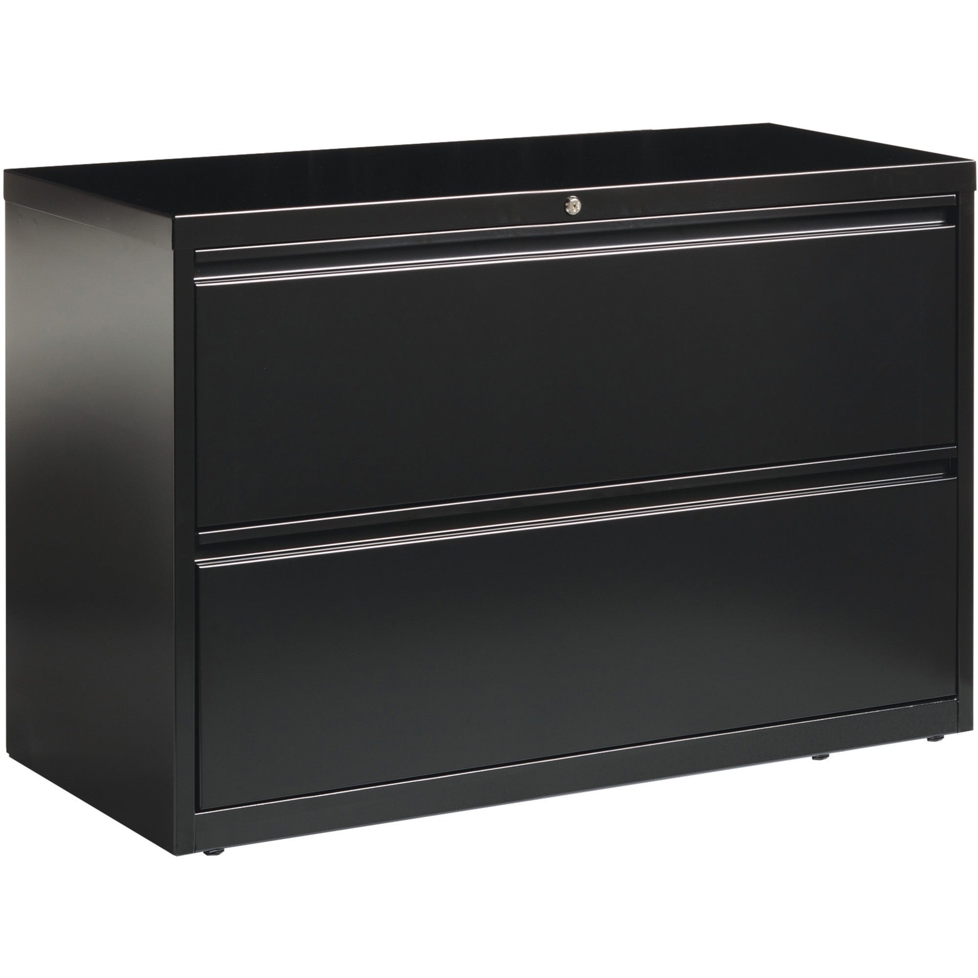 Lorell Fortress Series Lateral File - 42" x 18.6" x 28.1" - 2 x Drawer(s) for File - Letter, Legal, A4 - Lateral - Interlocking, Leveling Glide, Ball-bearing Suspension, Label Holder - Black - Recycled -