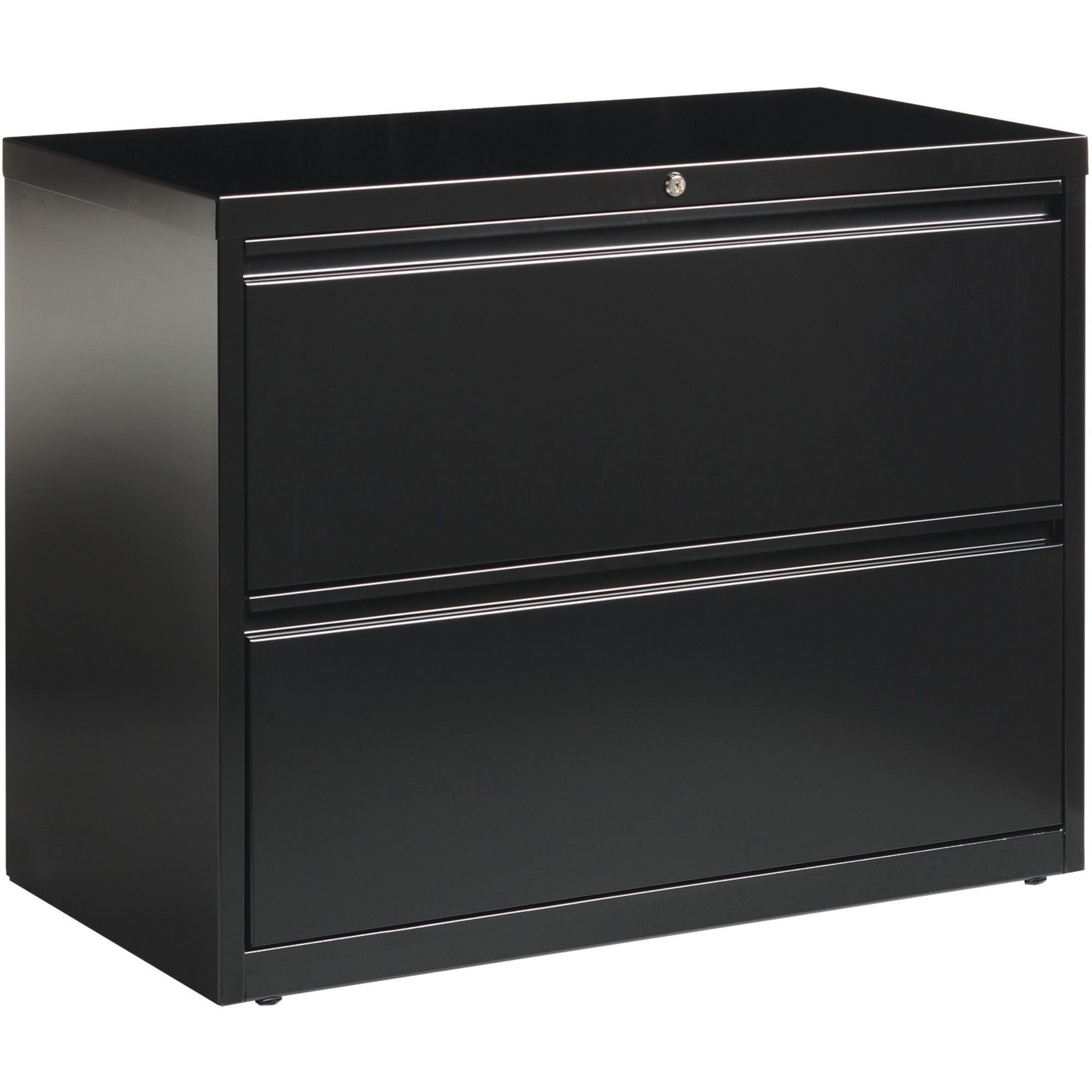 Lorell Fortress Series Lateral File - 36" x 18.6" x 28.1" - 2 x Drawer(s) for File - Letter, Legal, A4 - Lateral - Leveling Glide, Label Holder, Ball-bearing Suspension, Interlocking - Black - Steel - Recycled -