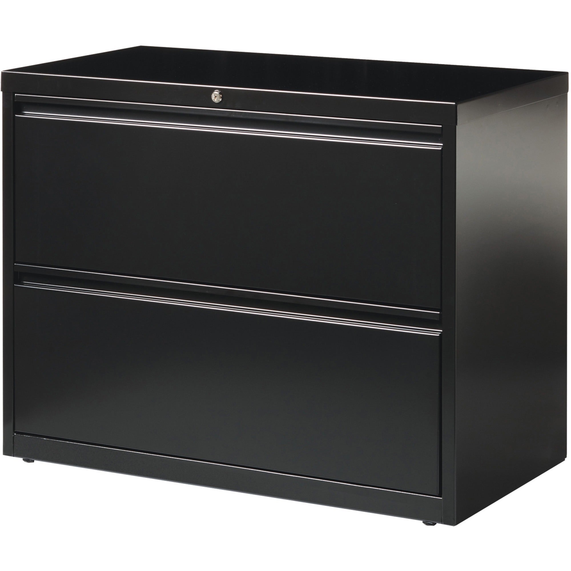 Lorell Fortress Series Lateral File - 36" x 18.6" x 28.1" - 2 x Drawer(s) for File - Letter, Legal, A4 - Lateral - Leveling Glide, Label Holder, Ball-bearing Suspension, Interlocking - Black - Steel - Recycled -