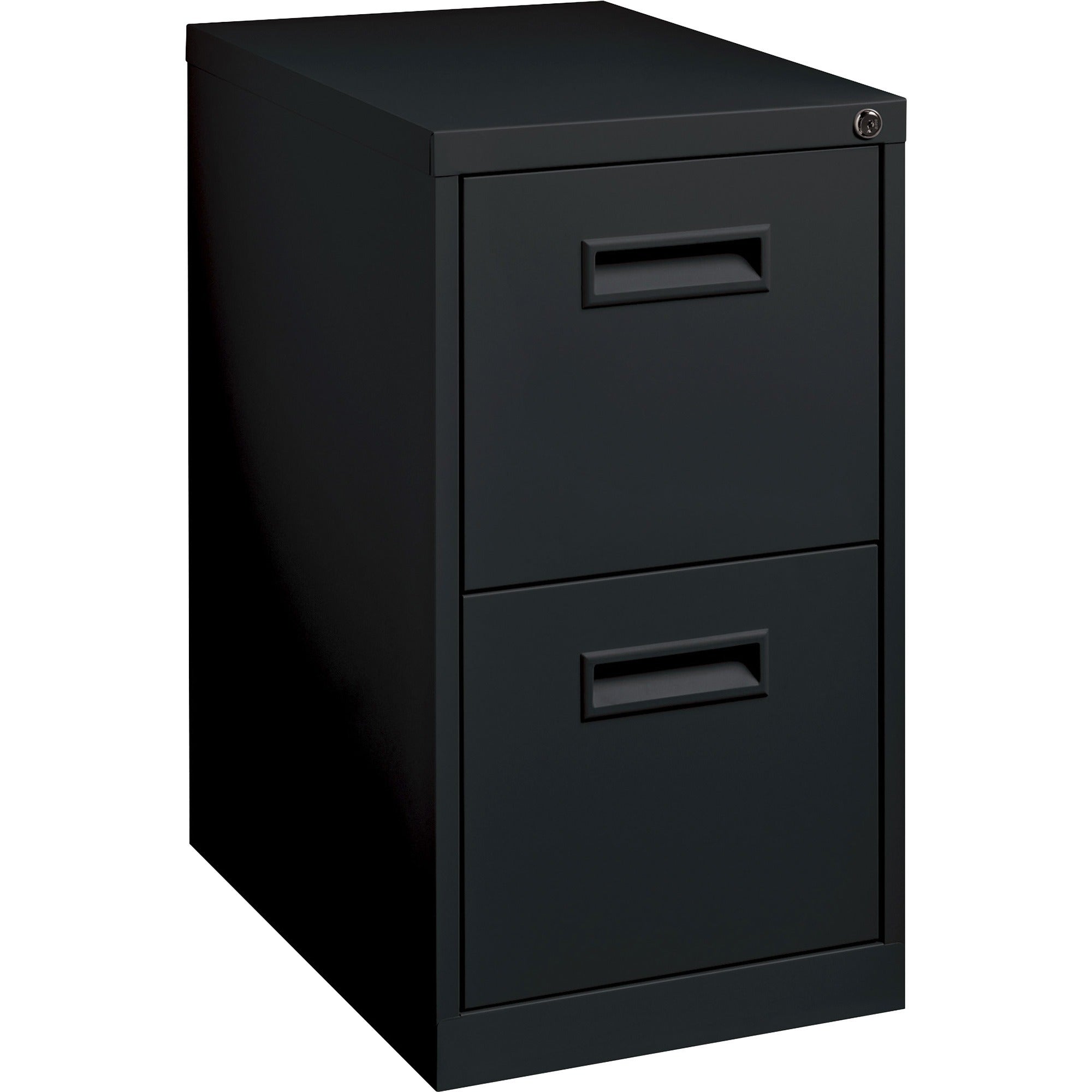 Lorell 19" File/File Mobile File Cabinet with Recessed Pull - 15" x 19" x 28" - 2 x Drawer(s) for File - Letter - Locking Casters, Security Lock, Ball-bearing Suspension - Black - Powder Coated - Steel - Recycled -