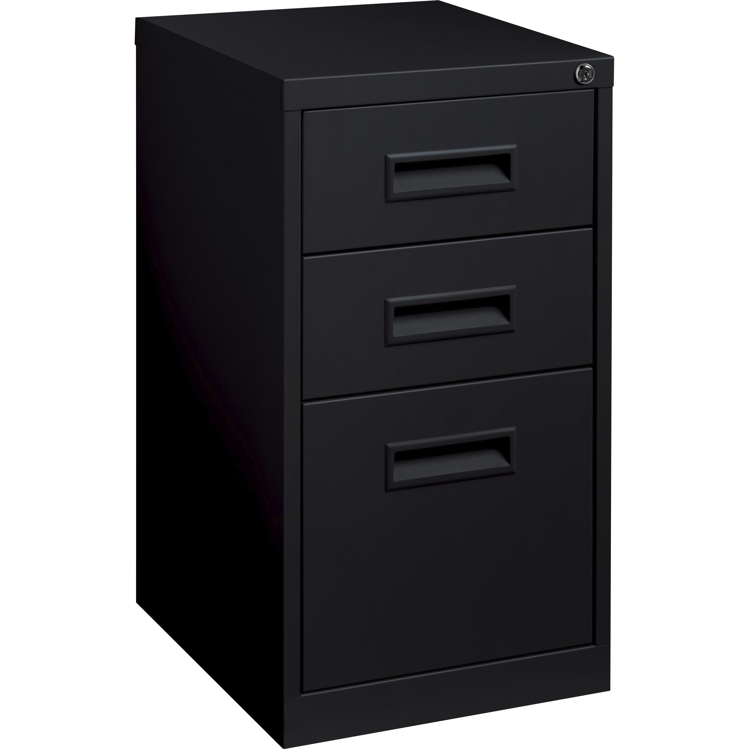 Lorell 19" Box/Box/File Mobile File Cabinet with Recessed Pull - 15" x 19" x 28" - 3 x Drawer(s) for Box, File - Letter - Ball-bearing Suspension - Black - Steel - Recycled -