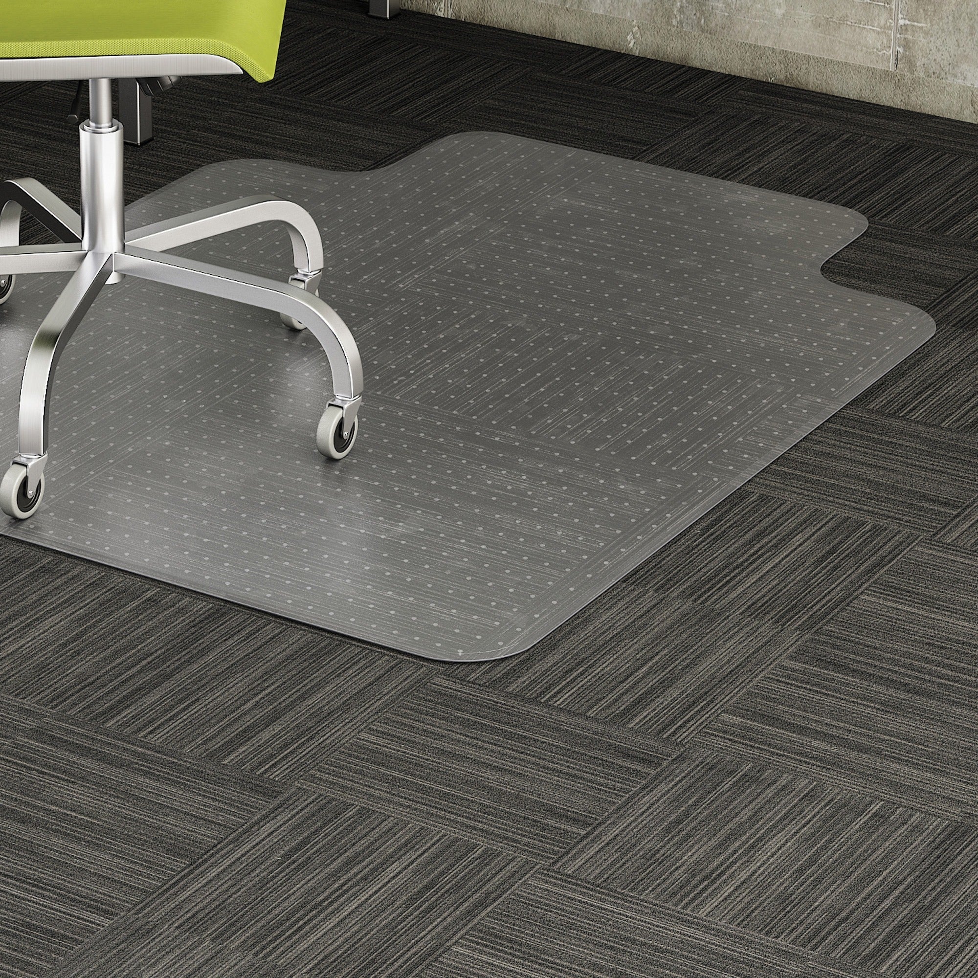Lorell Wide Lip Low-pile Chairmat - Carpeted Floor - 53" Length x 45" Width x 0.122" Thickness - Lip Size 12" Length x 25" Width - Vinyl - Clear - 1Each -