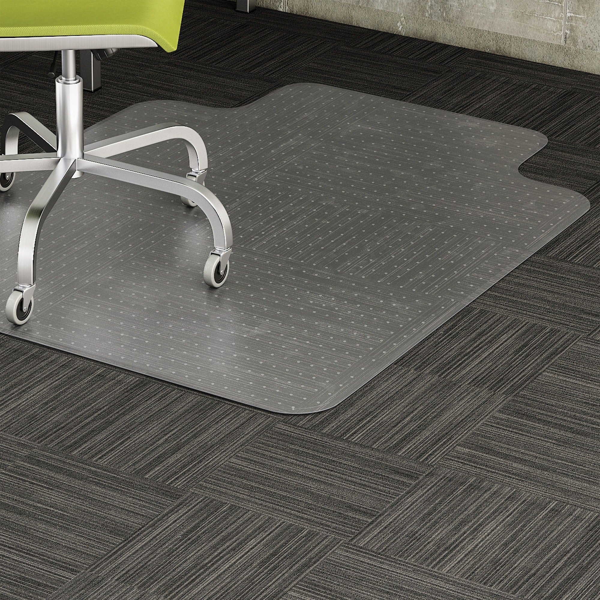 Lorell Wide Lip Low-pile Chairmat - Carpeted Floor - 60" Length x 45" Width x 0.122" Thickness - Lip Size 12" Length x 25" Width - Vinyl - Clear - 1Each -