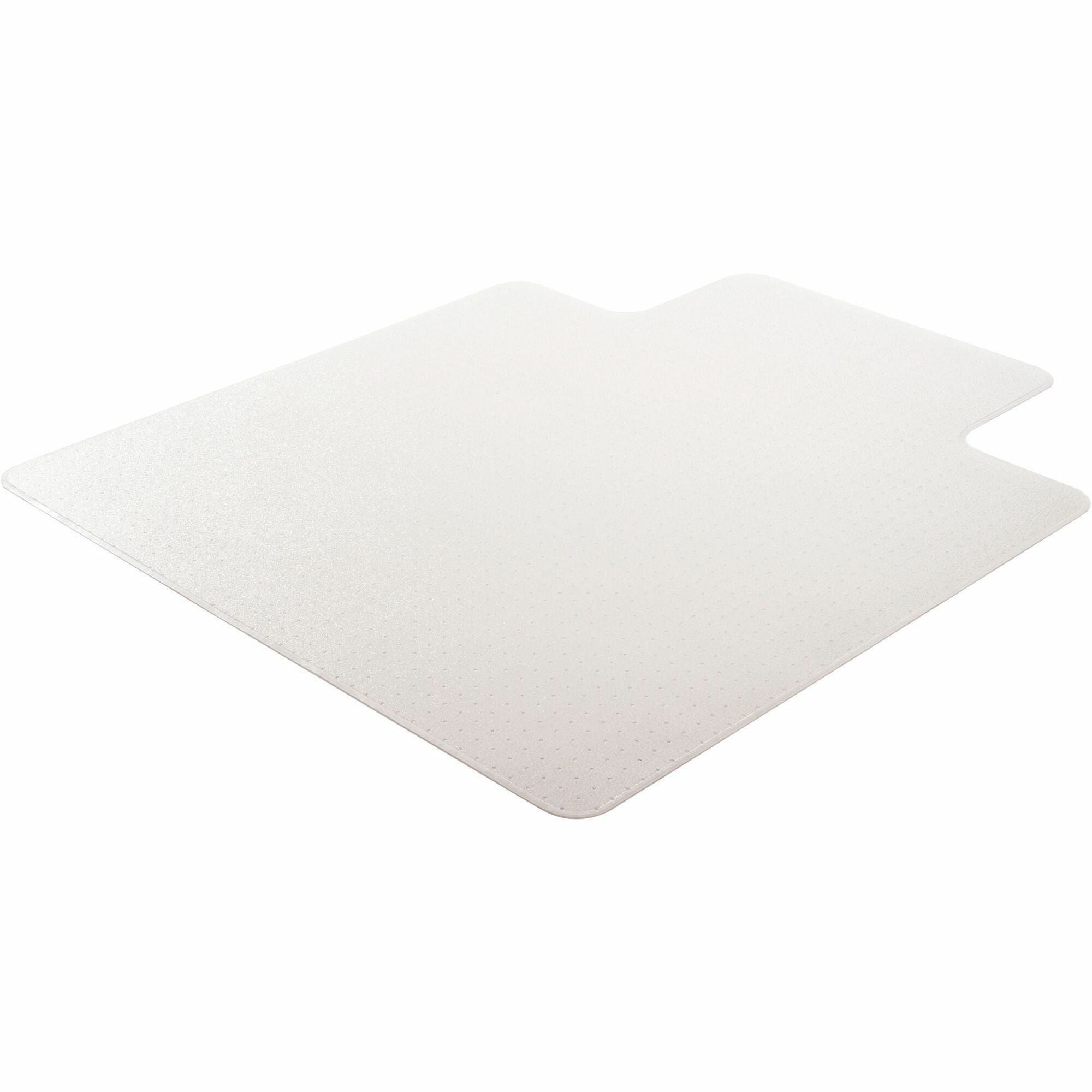 Lorell Plush-pile Wide-Lip Chairmat - Carpeted Floor - 60" Length x 46" Width x 0.173" Thickness - Lip Size 12" Length x 25" Width - Vinyl - Clear - 1Each -