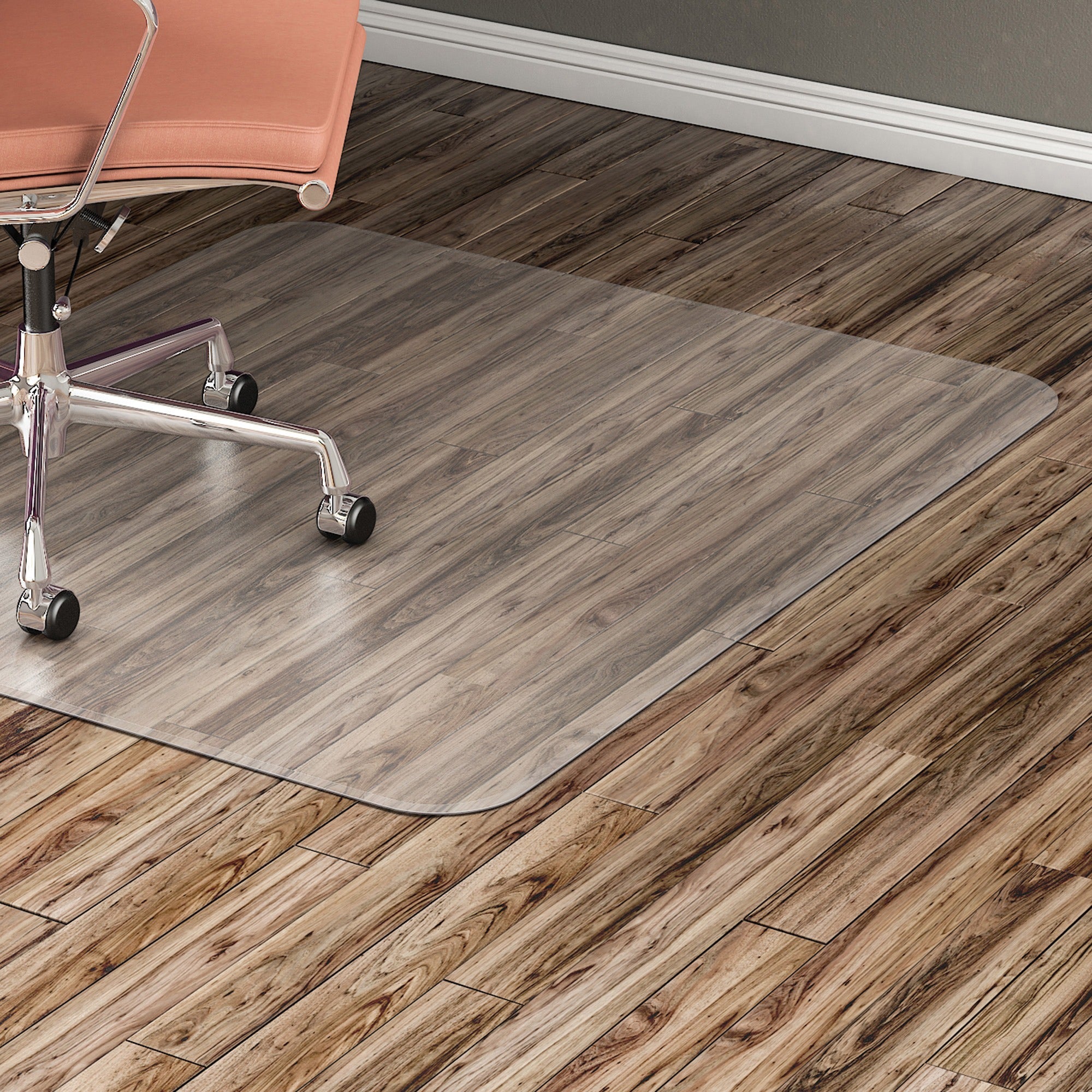 Lorell Chairmat - Hard Floor, Wood Floor, Vinyl Floor, Tile Floor - 60" Length x 46" Width x 0.095" Thickness - Rectangular - Vinyl - Clear - 1Each -