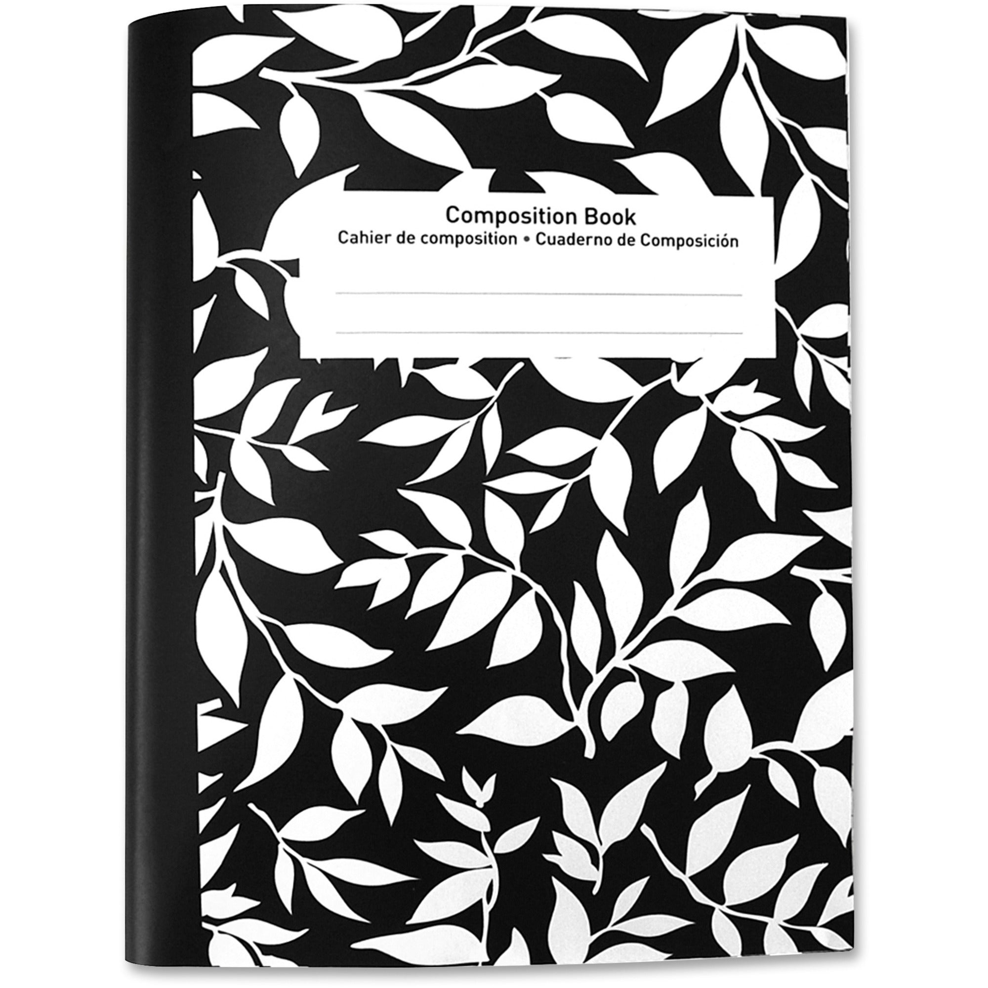 Sparco Composition Book - 80 Sheets - 15 lb Basis Weight - 7 1/2" x 10" - 9.75" - Bright White Paper - Black Marble Cover - Recycled - 1 Each -
