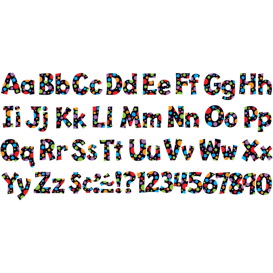 Trend Ready Letter Neon Dots - 83 x Lowercase Letters, 20 x Numbers, 36 x Punctuation Marks, 59 x Uppercase Letters, 18 x Spanish Accent Mark Shape - Pin-up - 4" Height x 8" Length - Assorted - 1 / Pack -