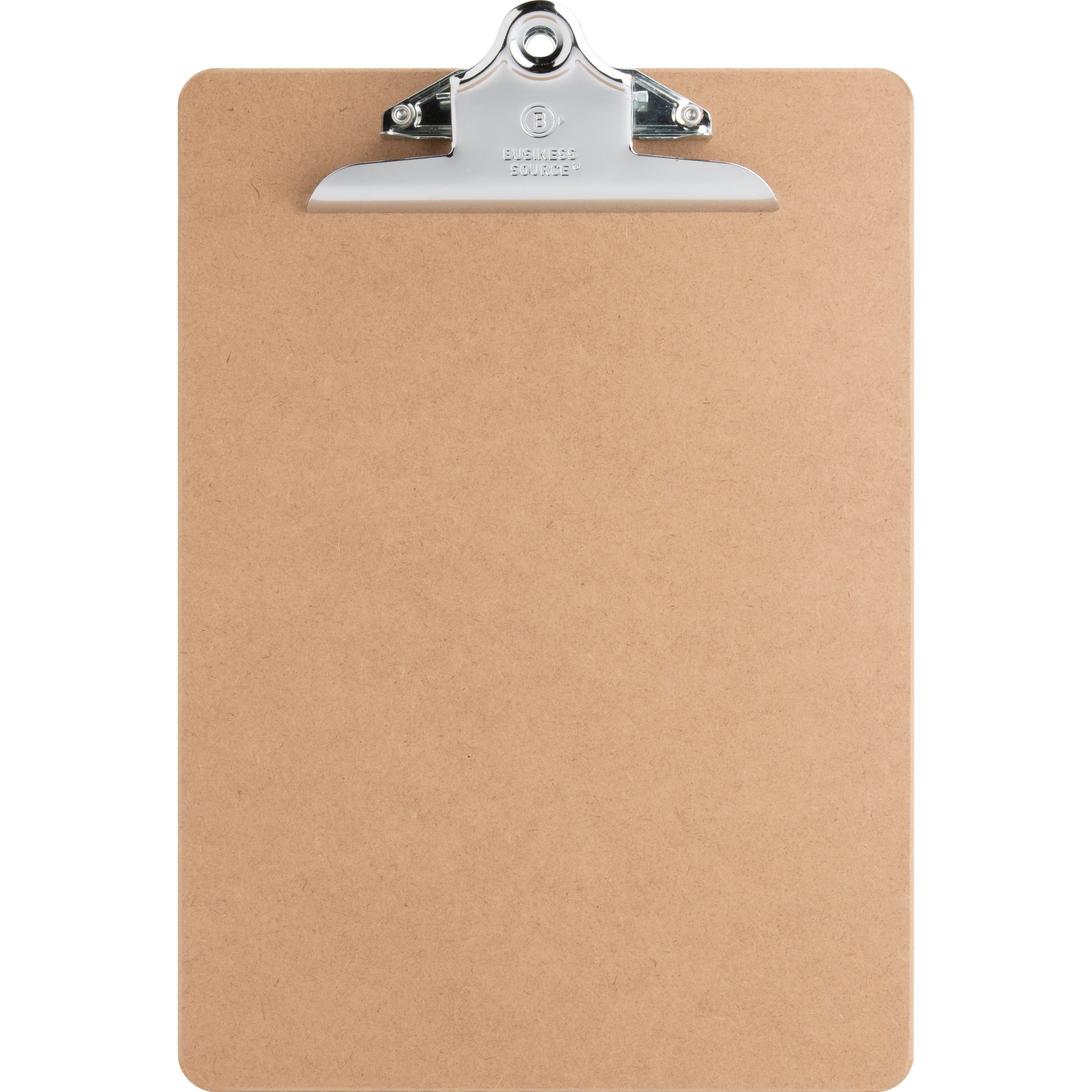 Business Source Hardboard Clipboard - Standard - 9" x 12 1/2" - Hardboard - Brown - 1 Each -