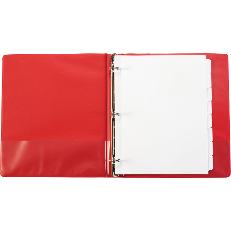 Business Source 3-Ring Plain Tab Indexes - 8 Write-on Tab(s)1.25" Tab Width - 8.5" Divider Width x 11" Divider Length - Letter - 3 Hole Punched - White Divider - Recycled - Punched, Mylar Reinforced Edge - 100 / Box -