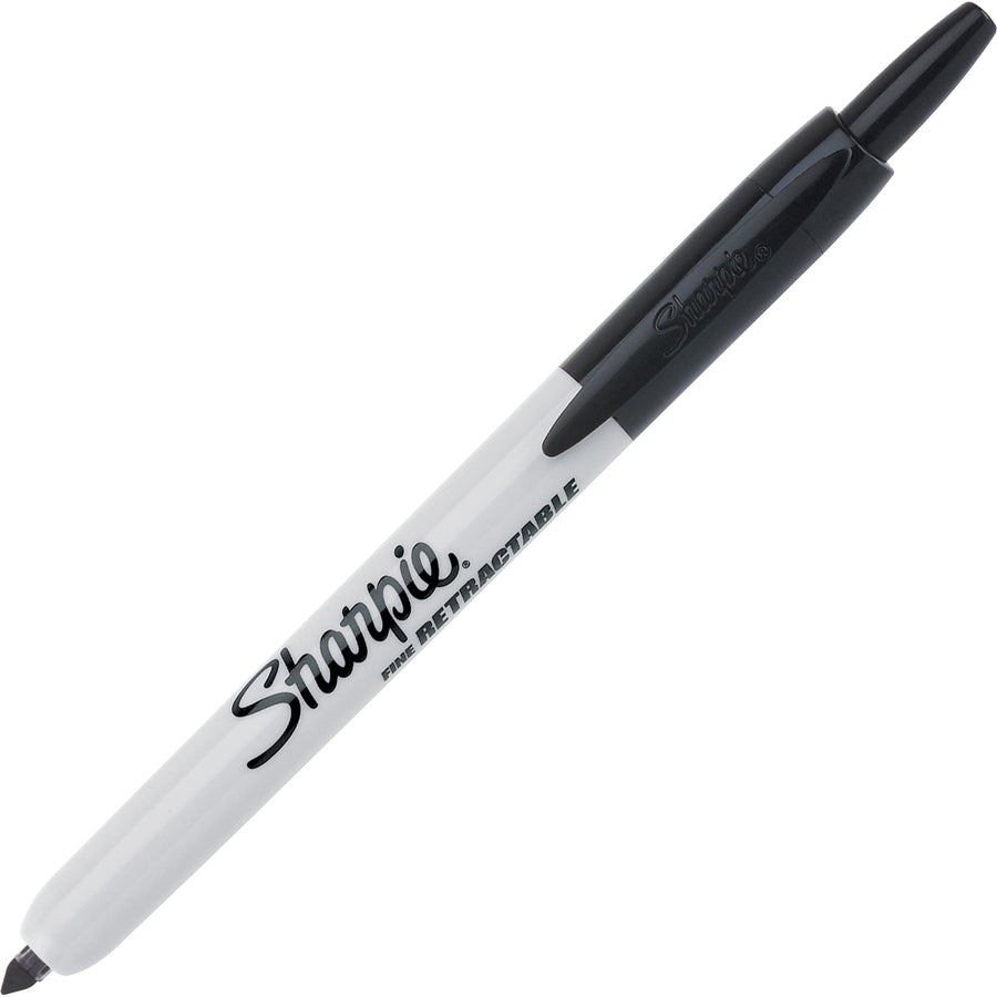 Sharpie Retractable Permanent Marker - Fine Marker Point - Retractable - Black - 1 Each -