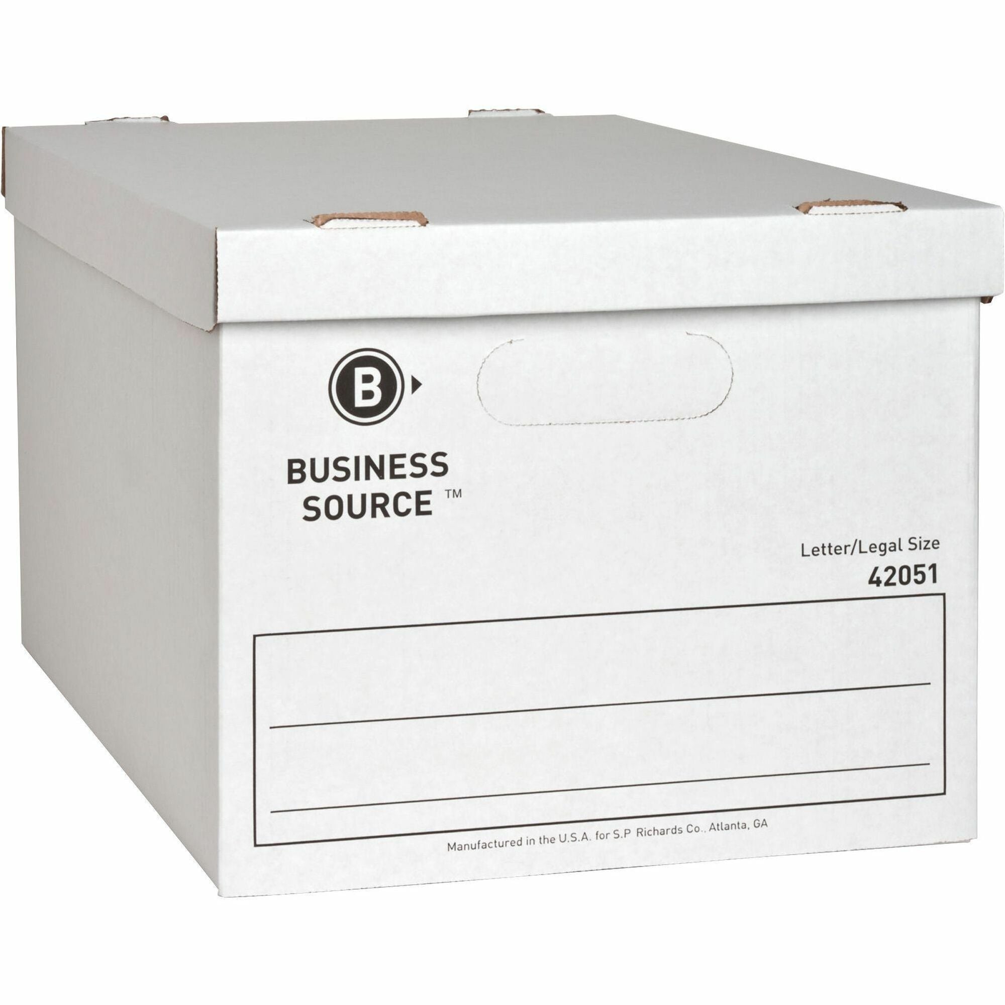 Business Source Economy Storage Box with Lid - External Dimensions: 12" Width x 15" Depth x 10"Height - 350 lb - Media Size Supported: Legal, Letter - Light Duty - Stackable - White - For File - Recycled - 12 / Carton -