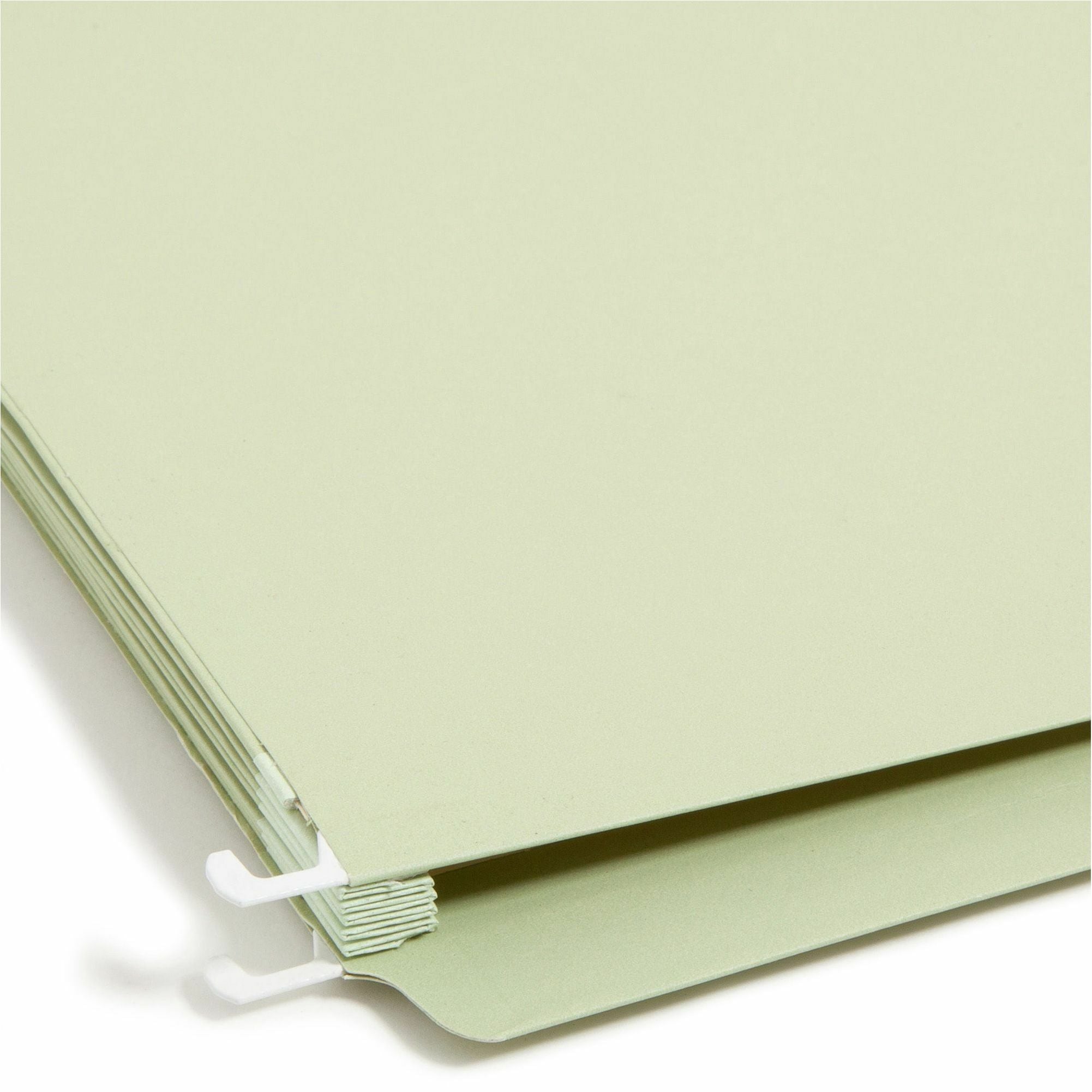 Smead FasTab 1/3 Tab Cut Legal Recycled Hanging Folder - 8 1/2" x 14" - 5 1/4" Expansion - Top Tab Location - Assorted Position Tab Position - Moss - 10% Recycled - 9 / Box -