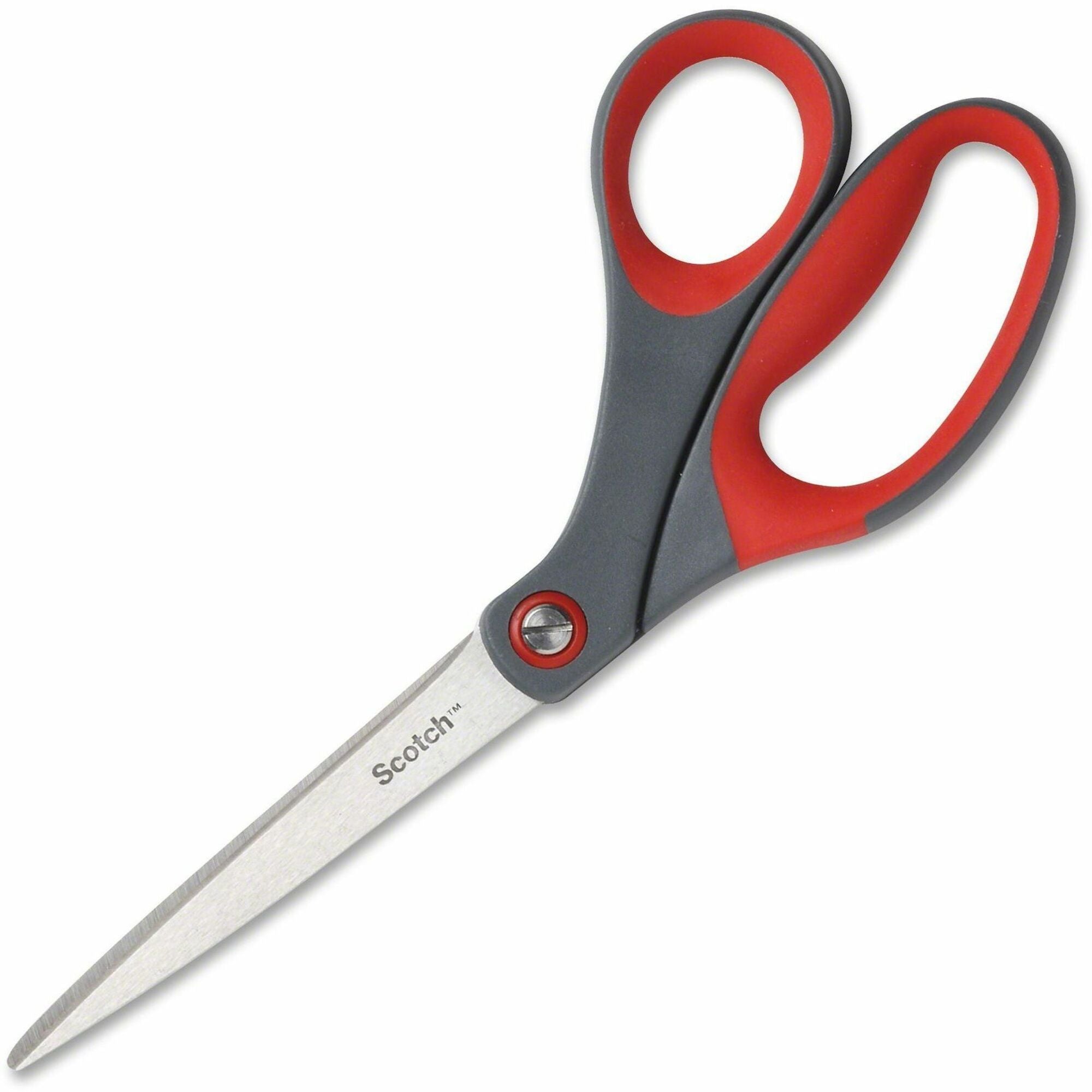 Scotch Precision Scissors - Bent Handles - 8" Overall Length - Left/Right - Stainless Steel - Red, Gray - 1 Each -