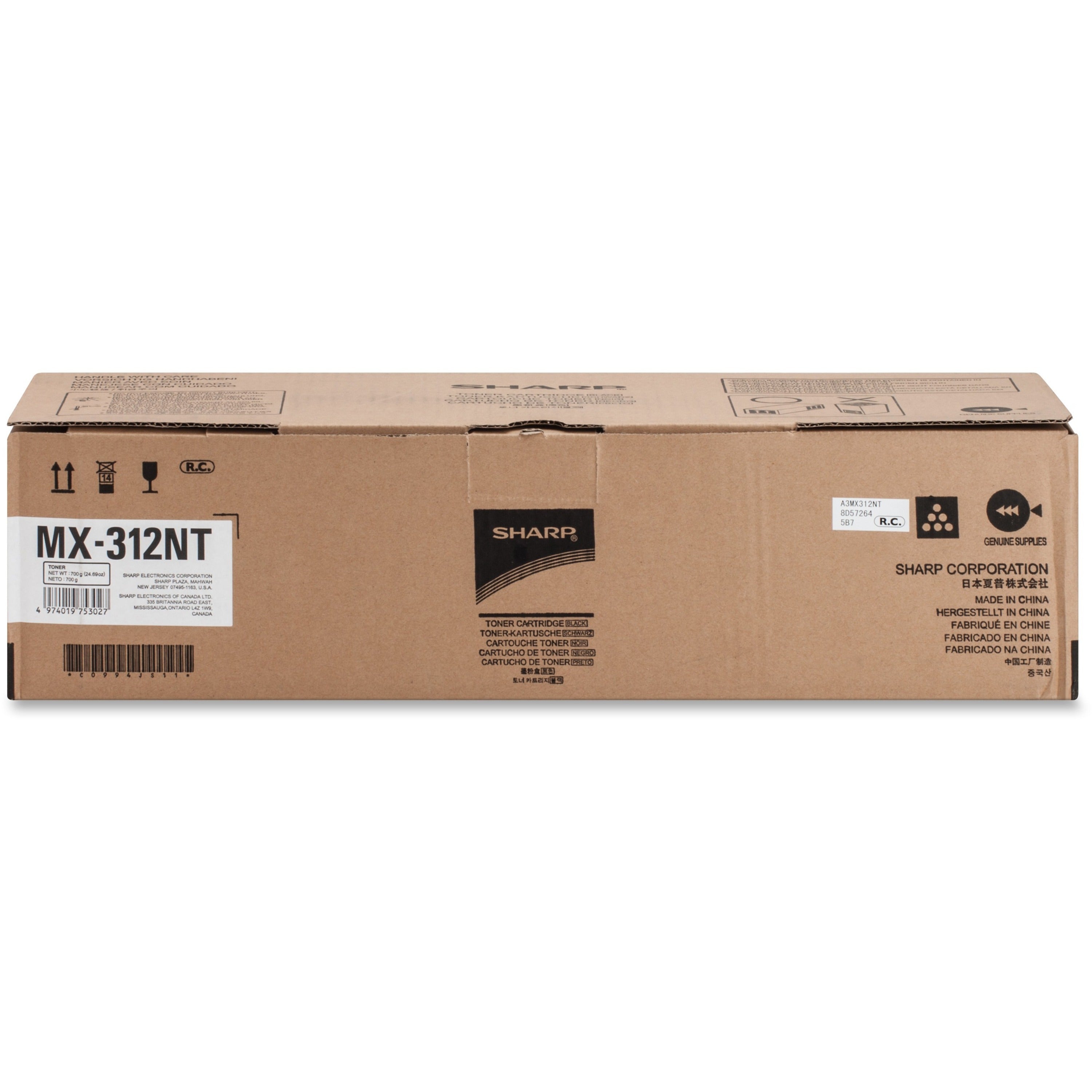 Sharp MX-312NT Original Toner Cartridge - Laser - 25000 Pages - Black - 1 Each -