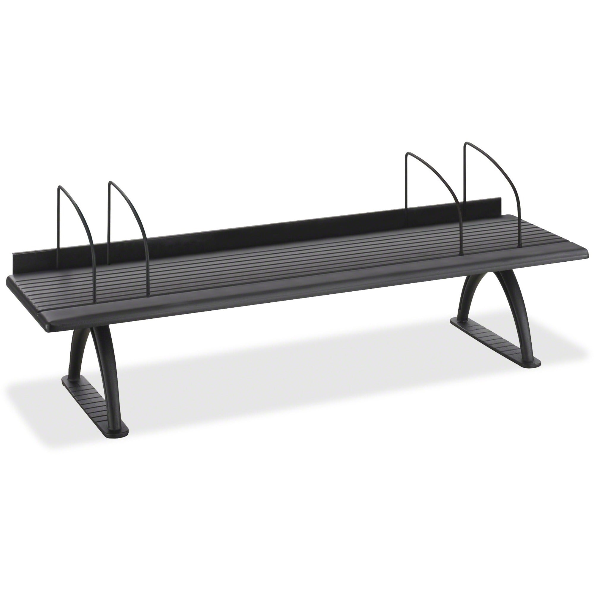 Safco Retainer Lip Desk Riser - 8.3" Height x 42" Width x 12.3" Depth - Swivel - Black - Melamine - 1 Each -