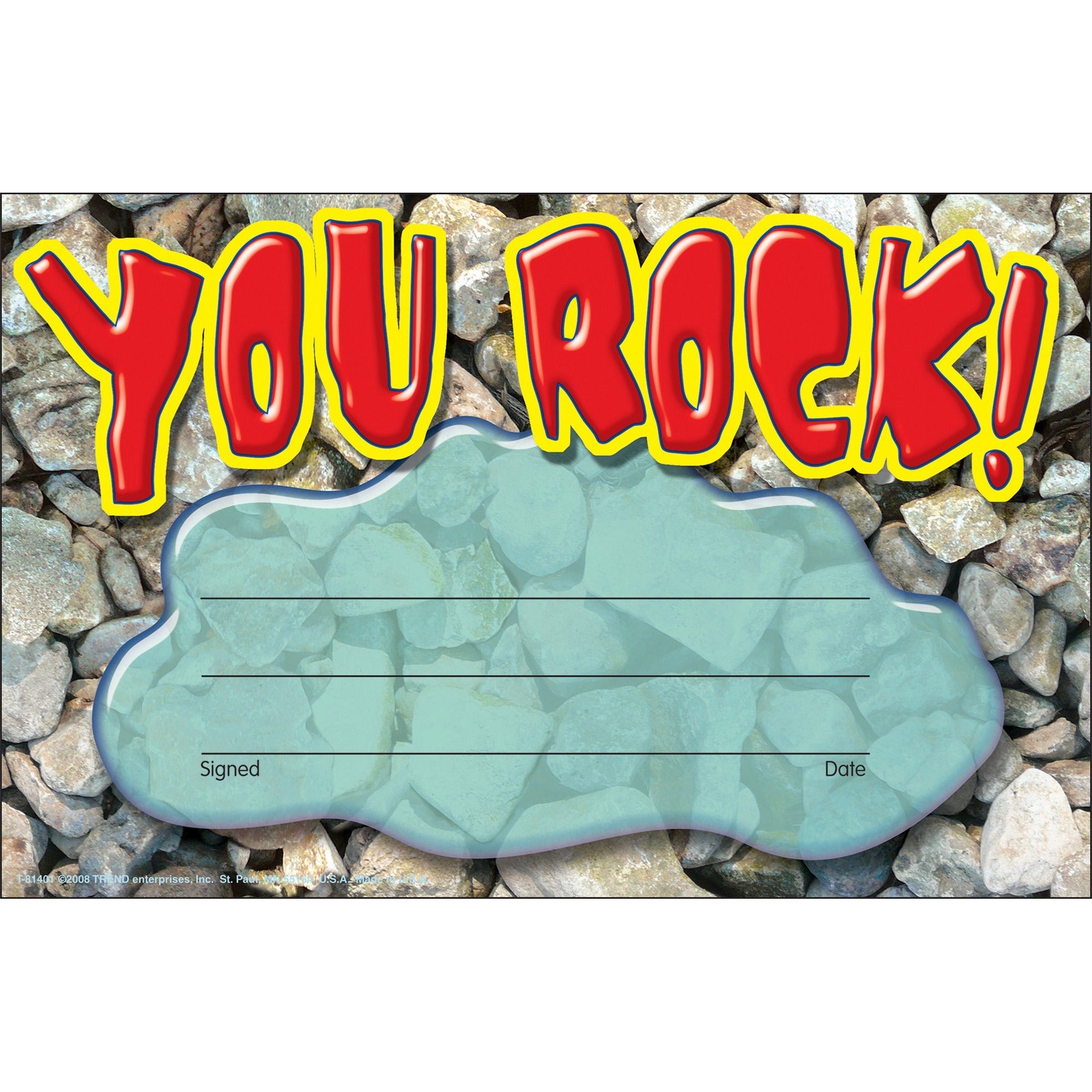 Trend You Rock Colorful Recognition Awards - 8.5" x 5.5" - Multicolor - 1 / Pack -