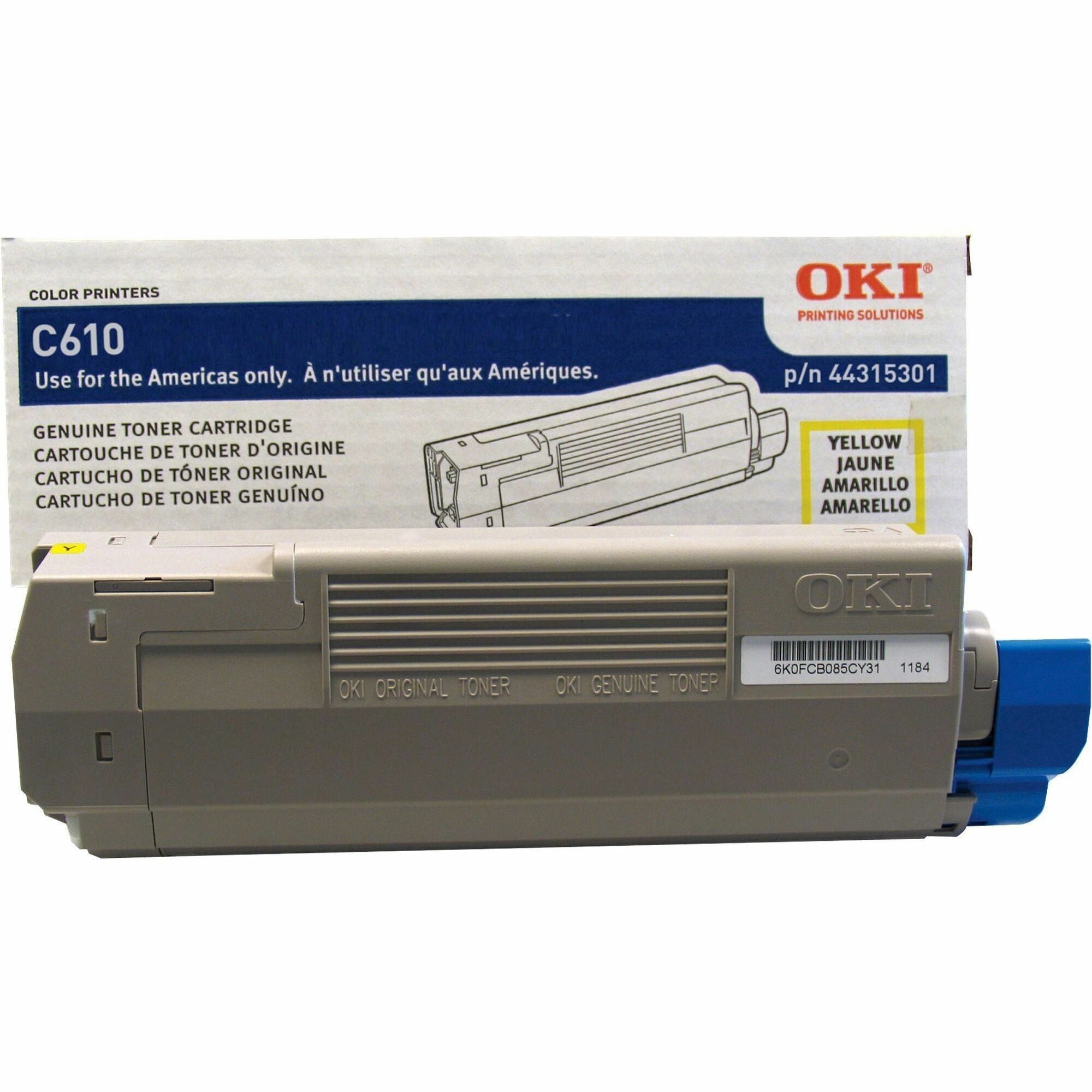 Oki Original Toner Cartridge - LED - 6000 Pages - Yellow - 1 Each -