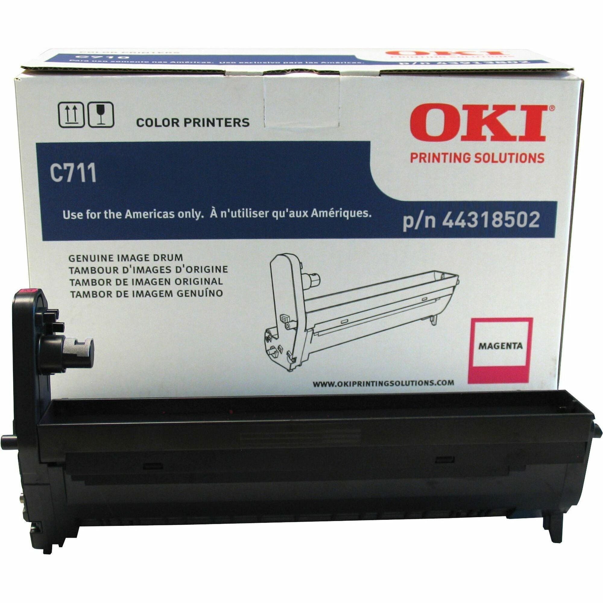 Oki 44318501/02/03/04 Image Drum - LED Print Technology - 20000 - 1 Each - Magenta -