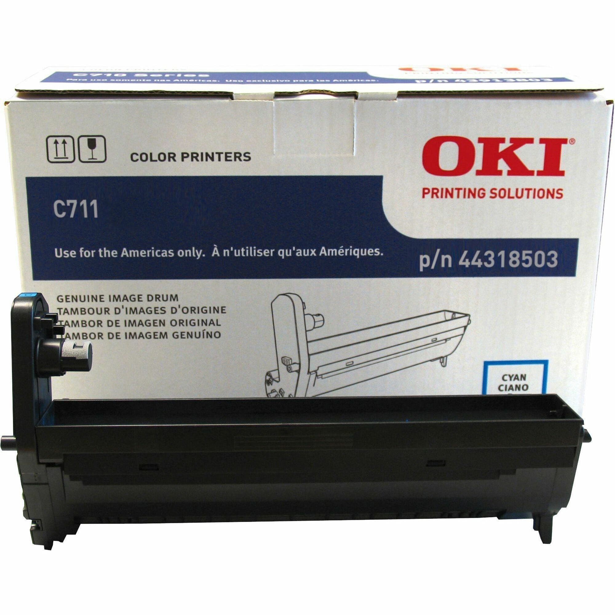 Oki 44318501/02/03/04 Image Drum - LED Print Technology - 20000 - 1 Each - Cyan -