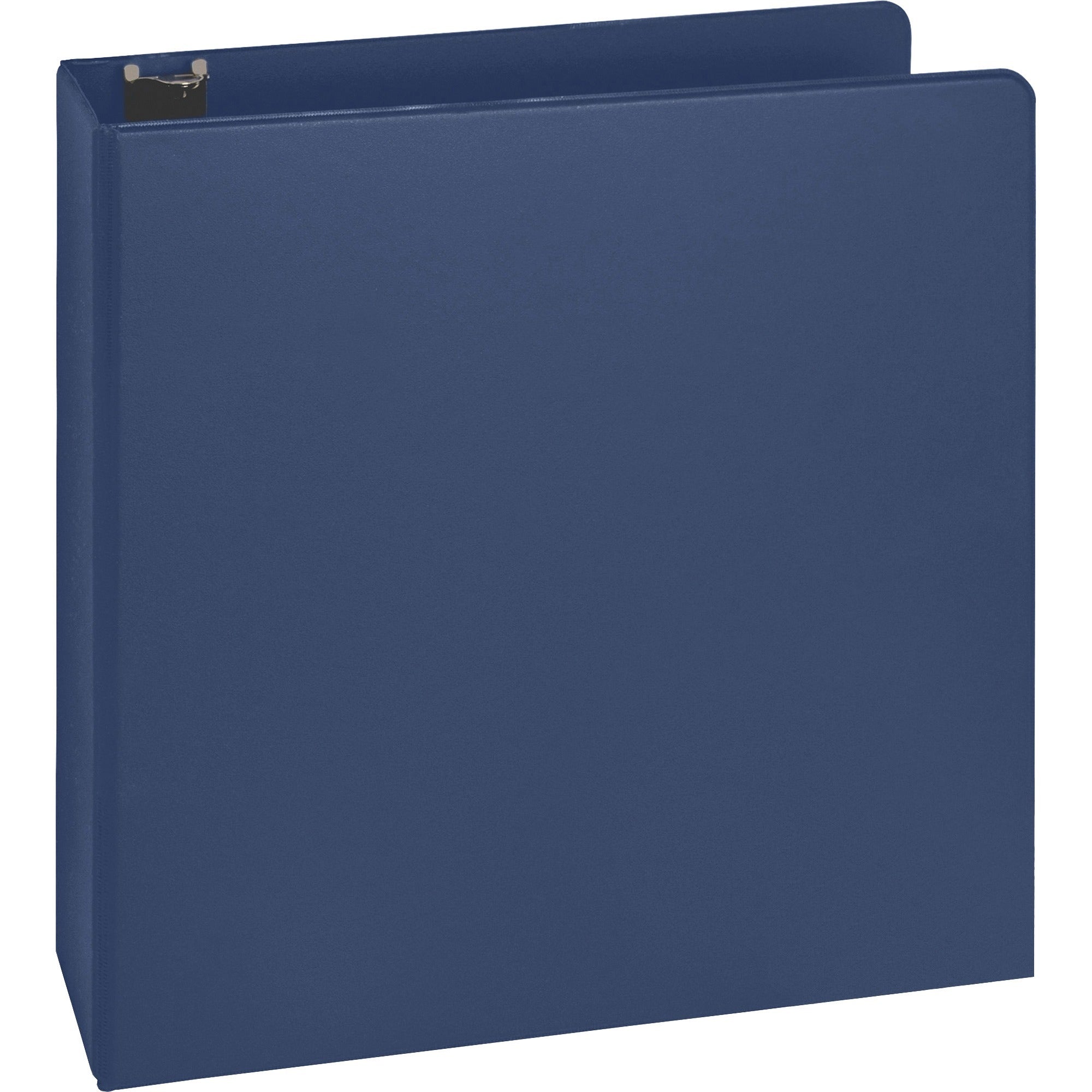 Business Source Basic Round Ring Binders - 2" Binder Capacity - Letter - 8 1/2" x 11" Sheet Size - Round Ring Fastener(s) - Vinyl - Dark Blue - 1.52 lb - 1 Each -