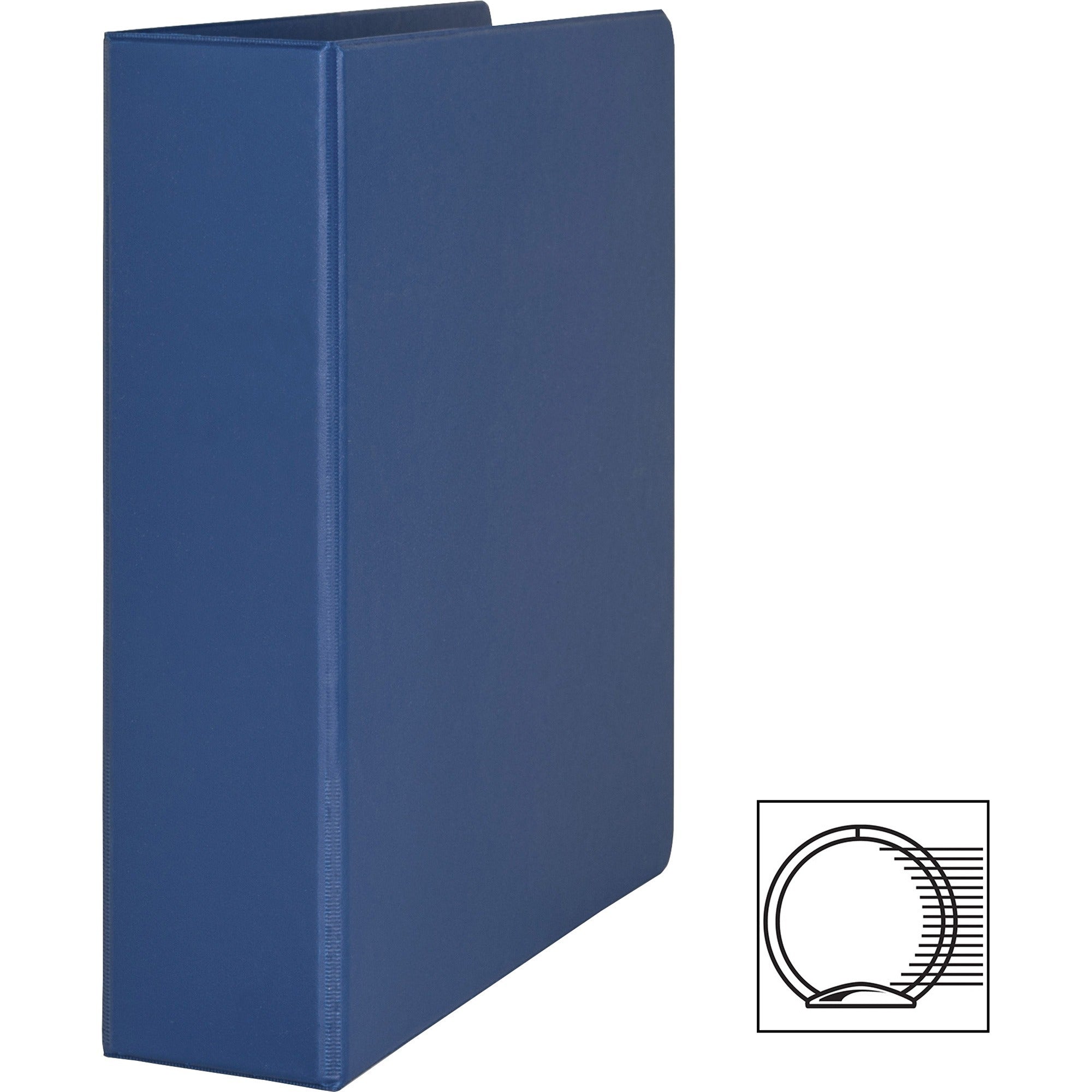 Business Source Basic Round Ring Binders - 2" Binder Capacity - Letter - 8 1/2" x 11" Sheet Size - Round Ring Fastener(s) - Vinyl - Dark Blue - 1.52 lb - 1 Each -