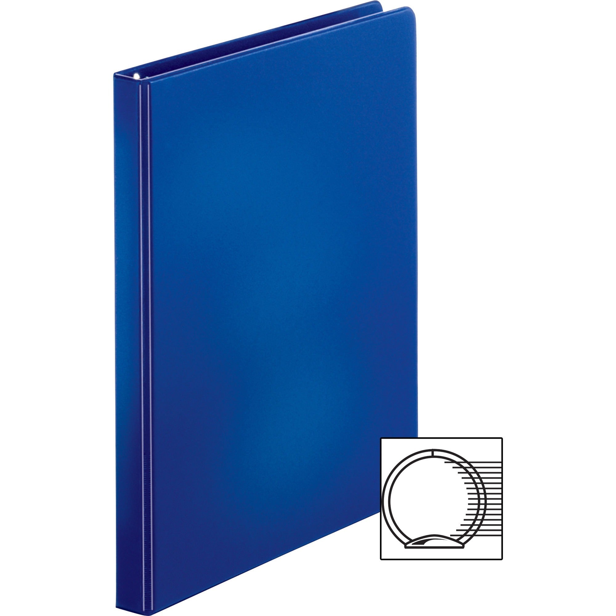 Business Source Basic Round Ring Binders - 1/2" Binder Capacity - Letter - 8 1/2" x 11" Sheet Size - Round Ring Fastener(s) - Vinyl - Dark Blue - 8.96 oz - 1 Each -