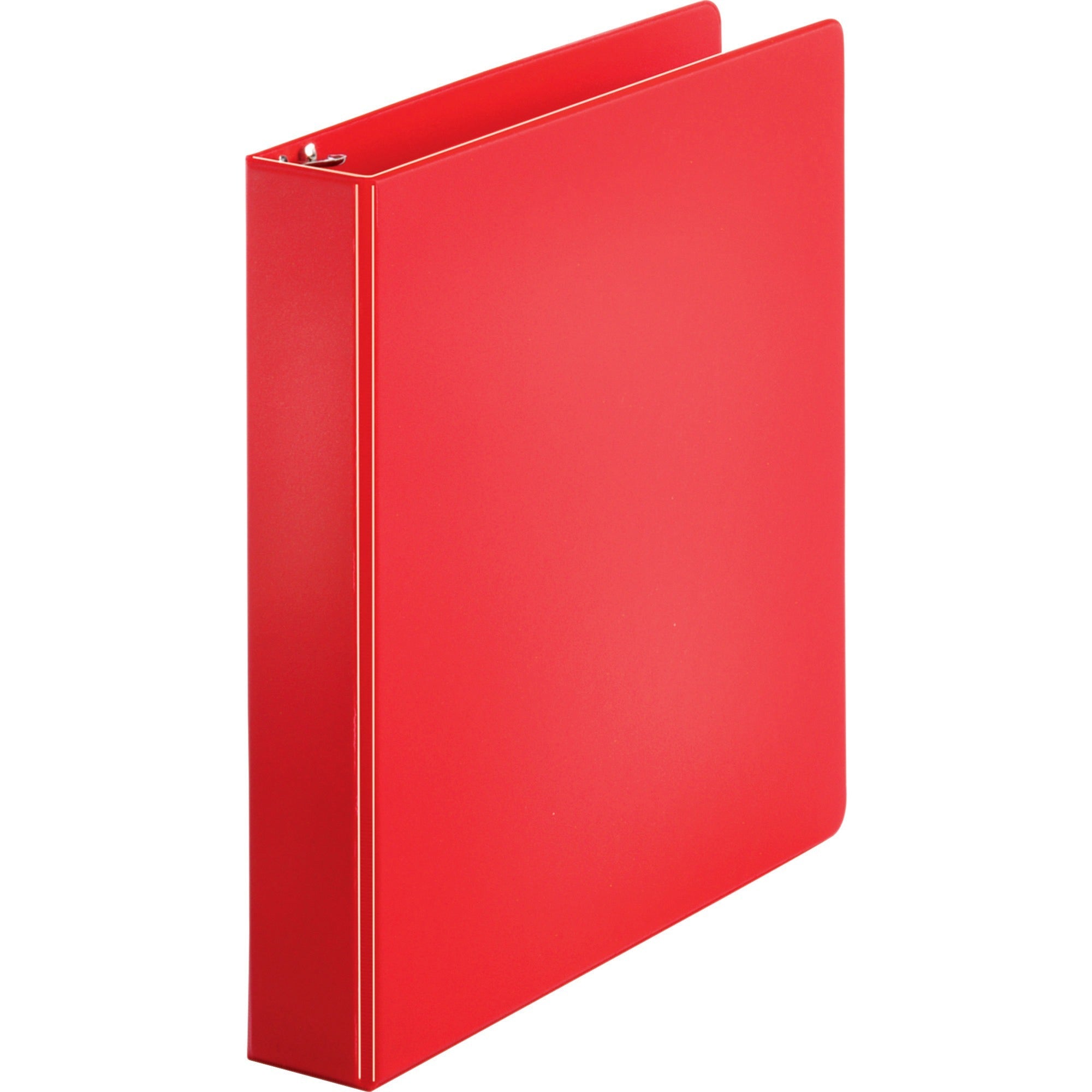 Business Source Basic Round Ring Binders - 1 1/2" Binder Capacity - Letter - 8 1/2" x 11" Sheet Size - 350 Sheet Capacity - 3 x Round Ring Fastener(s) - Polypropylene, Chipboard - Red - 1.02 lb - Exposed Rivet, Sturdy - 1 Each -