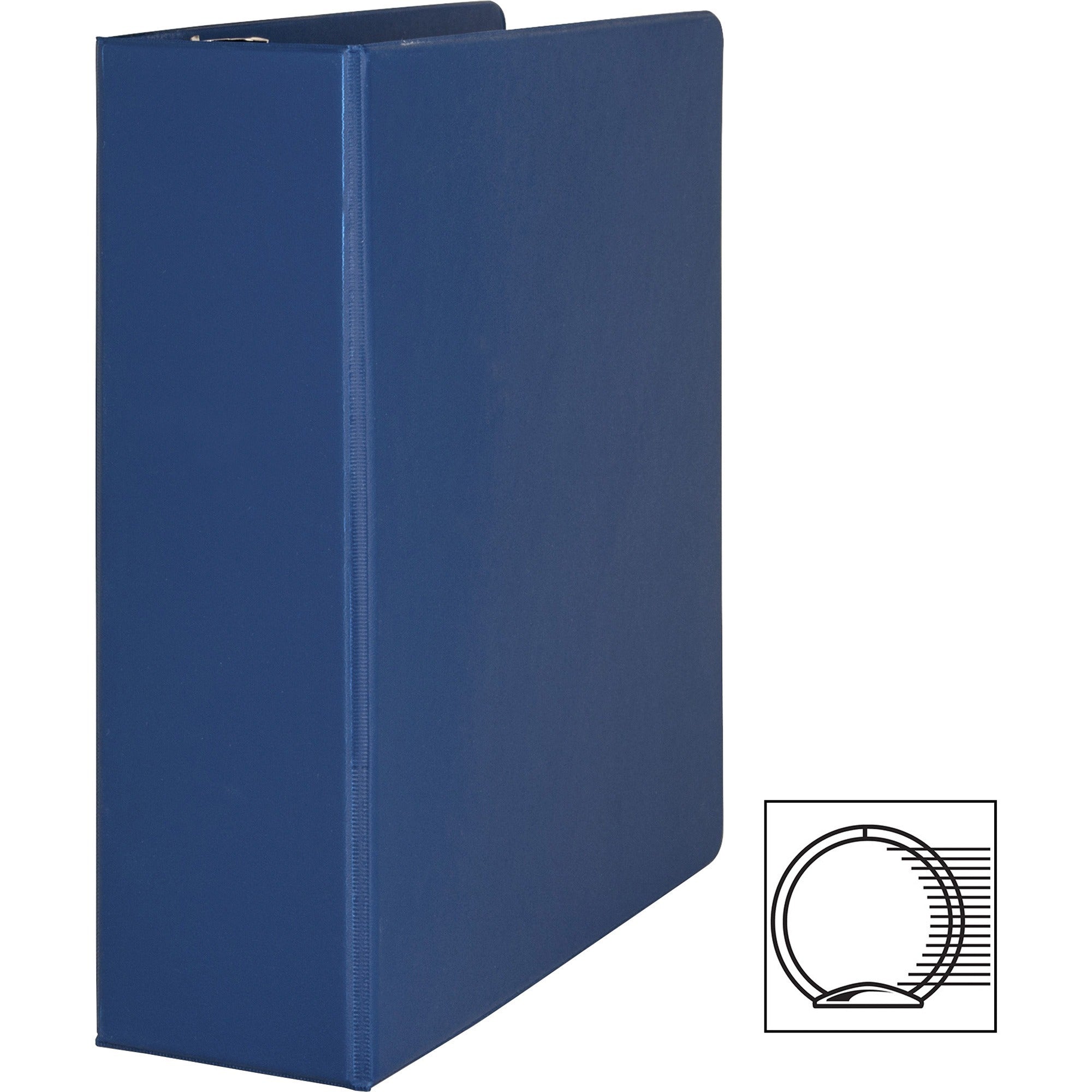 Business Source Basic Round Ring Binders - 3" Binder Capacity - Letter - 8 1/2" x 11" Sheet Size - Round Ring Fastener(s) - Vinyl - Dark Blue - 1.68 lb - 1 Each -