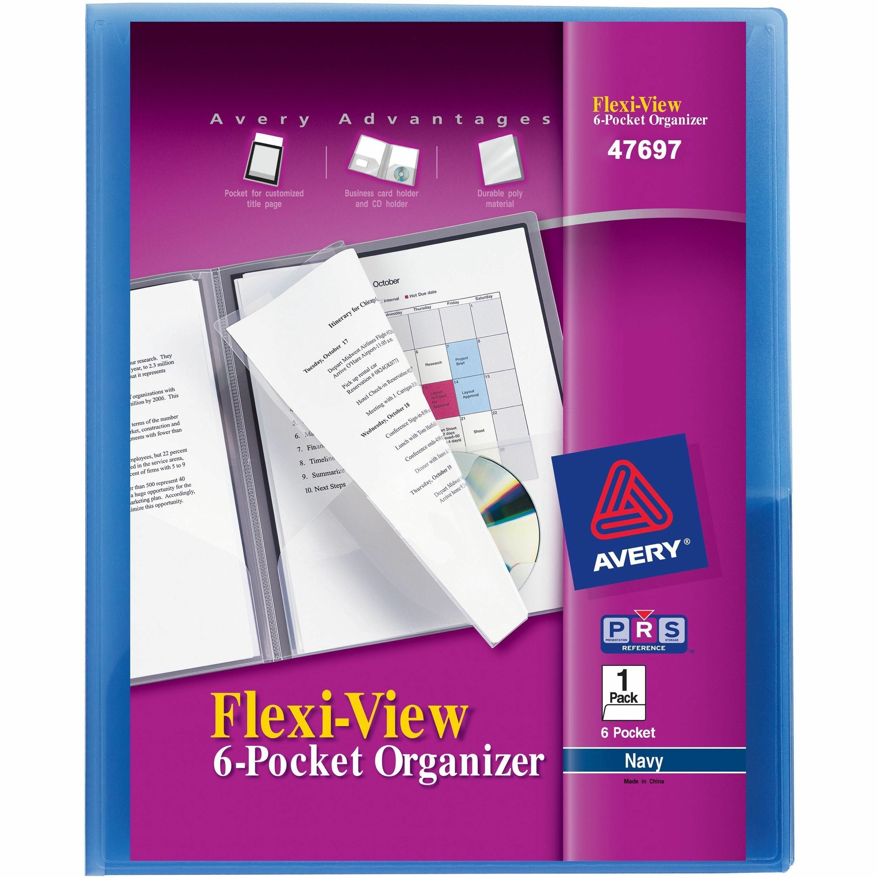 Avery 47697 Letter Organizer Folder - Letter - 8.5" x 11" - 150 Sheet - 24 / Carton - Light Blue, Light Gray - 1