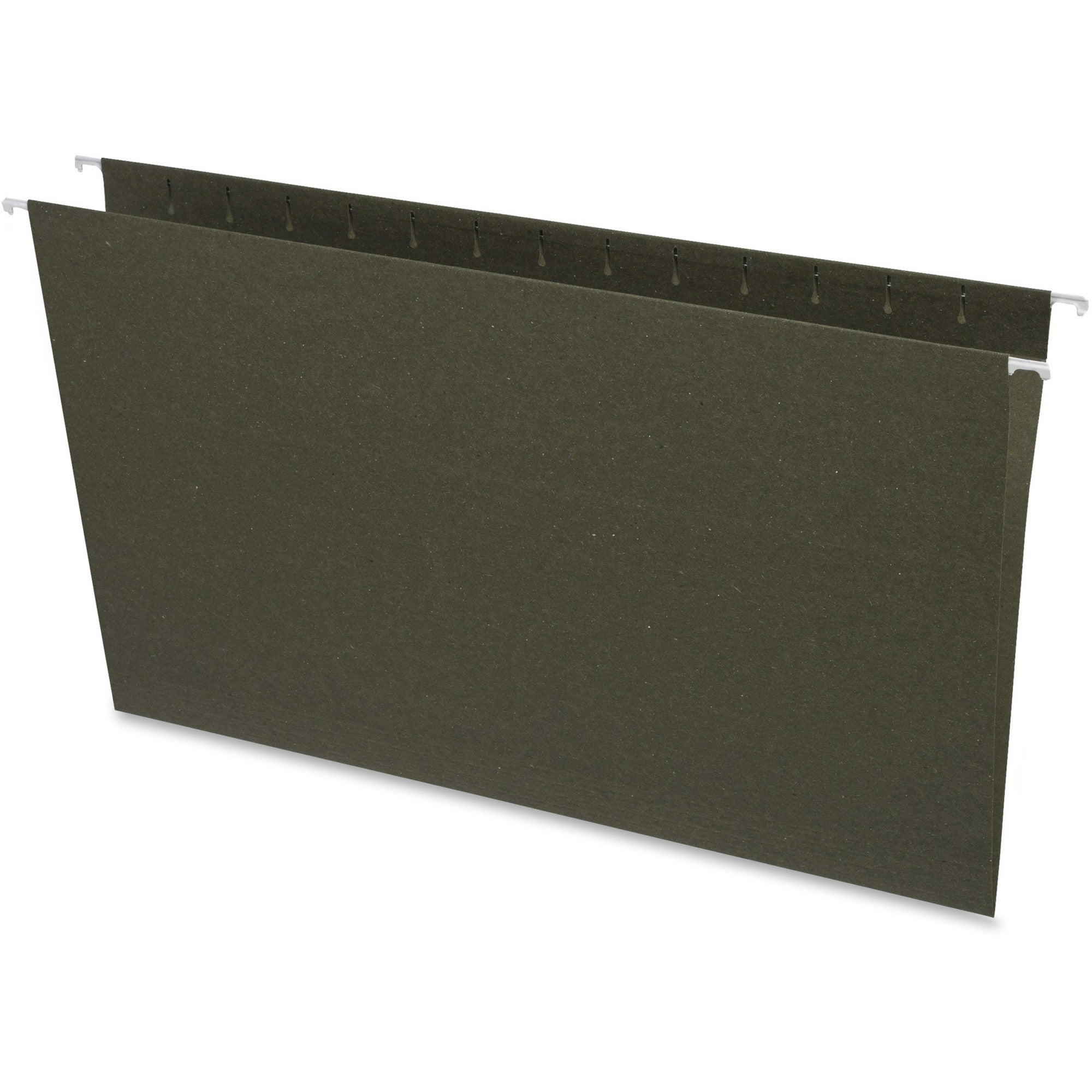 Business Source Legal Recycled Hanging Folder - 8 1/2" x 14" - Green - 100% Recycled - 25 / Box -