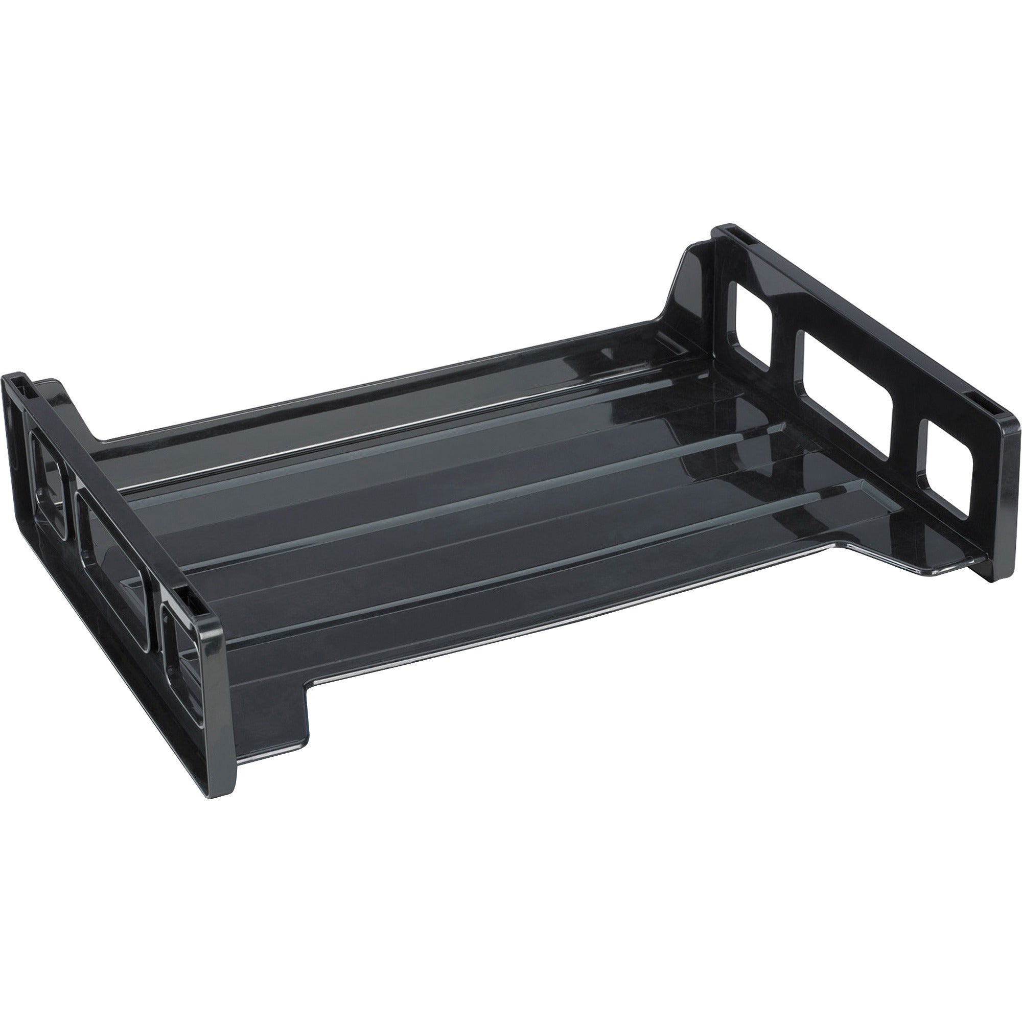 Business Source Side-loading Stackable Letter Trays - Desktop - Stackable - 20% Recycled - Black - 1 Each -