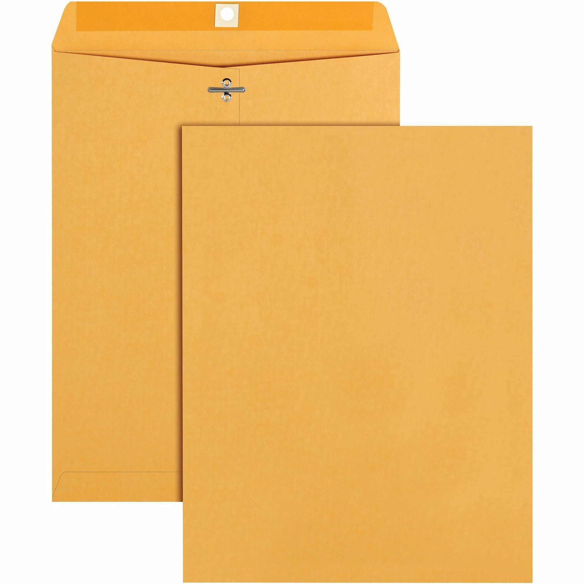 Business Source Heavy-duty Clasp Envelopes - Clasp - #93 - 9 1/2" Width x 12 1/2" Length - 28 lb - Clasp - Kraft - 100 / Box - Kraft -