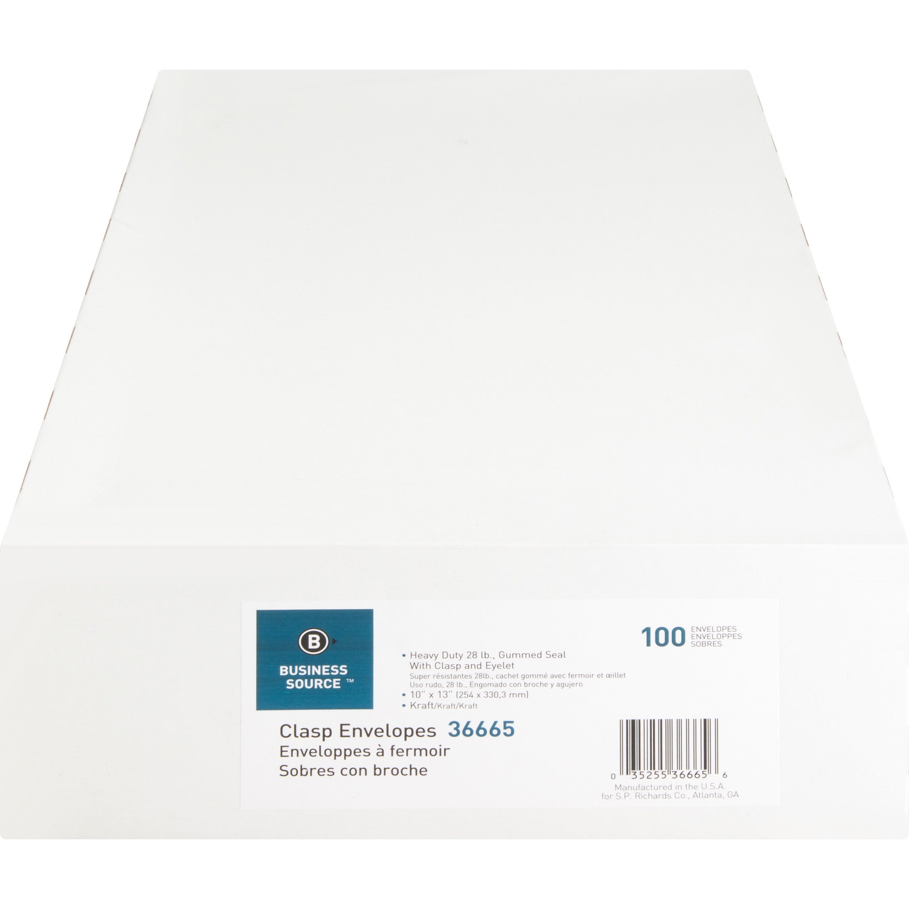Business Source Heavy-duty Clasp Envelopes - Clasp - #97 - 10" Width x 13" Length - 28 lb - Clasp - Kraft - 100 / Box - Kraft -