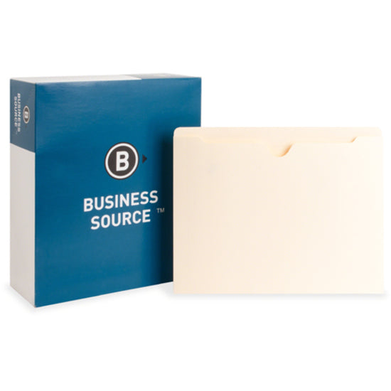 Business Source Letter Recycled File Pocket - 8 1/2" x 11" - Manila - 10% Recycled - 100 / Box -