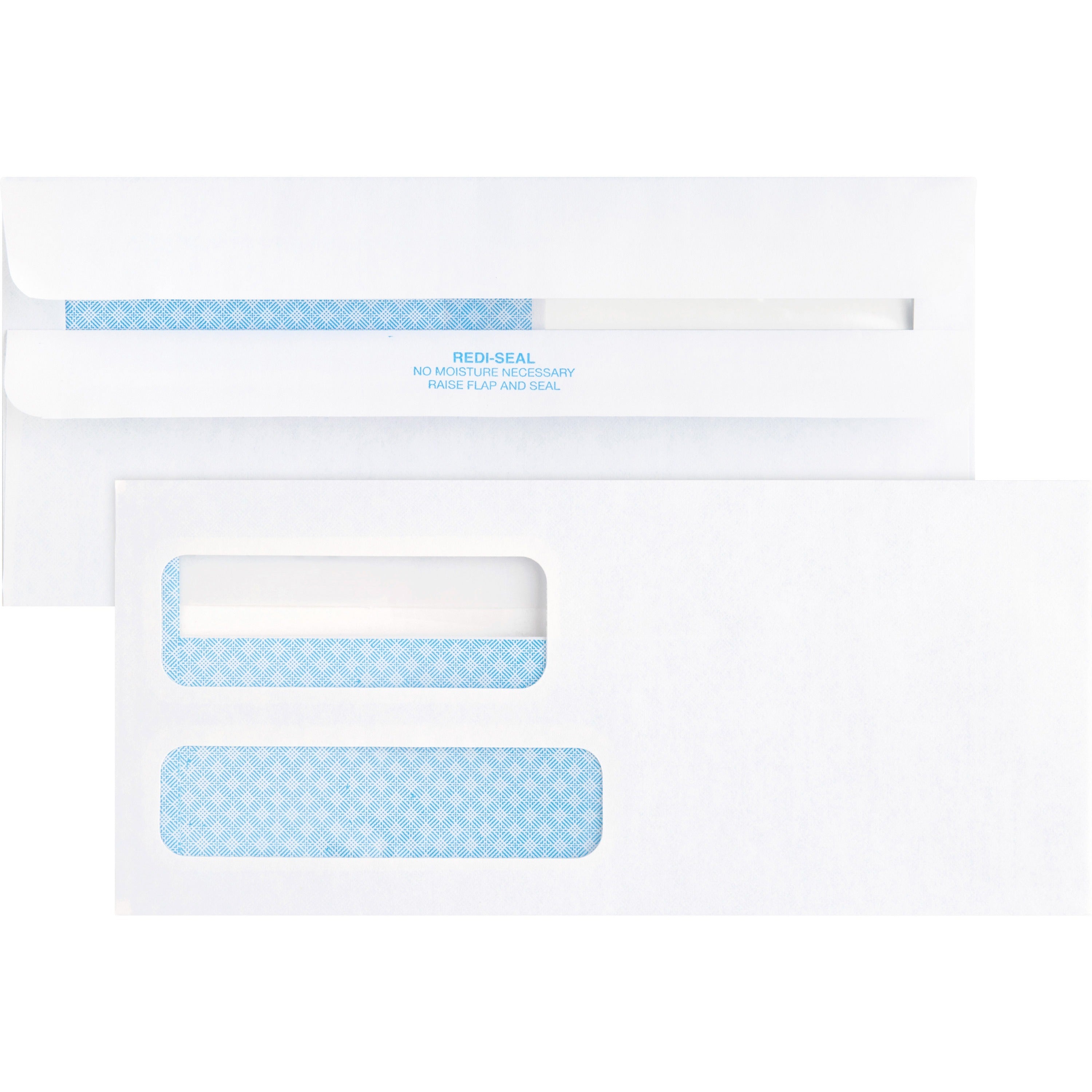 Business Source No. 9 Double Window Invoice Envelopes - Double Window - #9 - 8 7/8" Width x 3 7/8" Length - 24 lb - Self-sealing - 500 / Box - White -