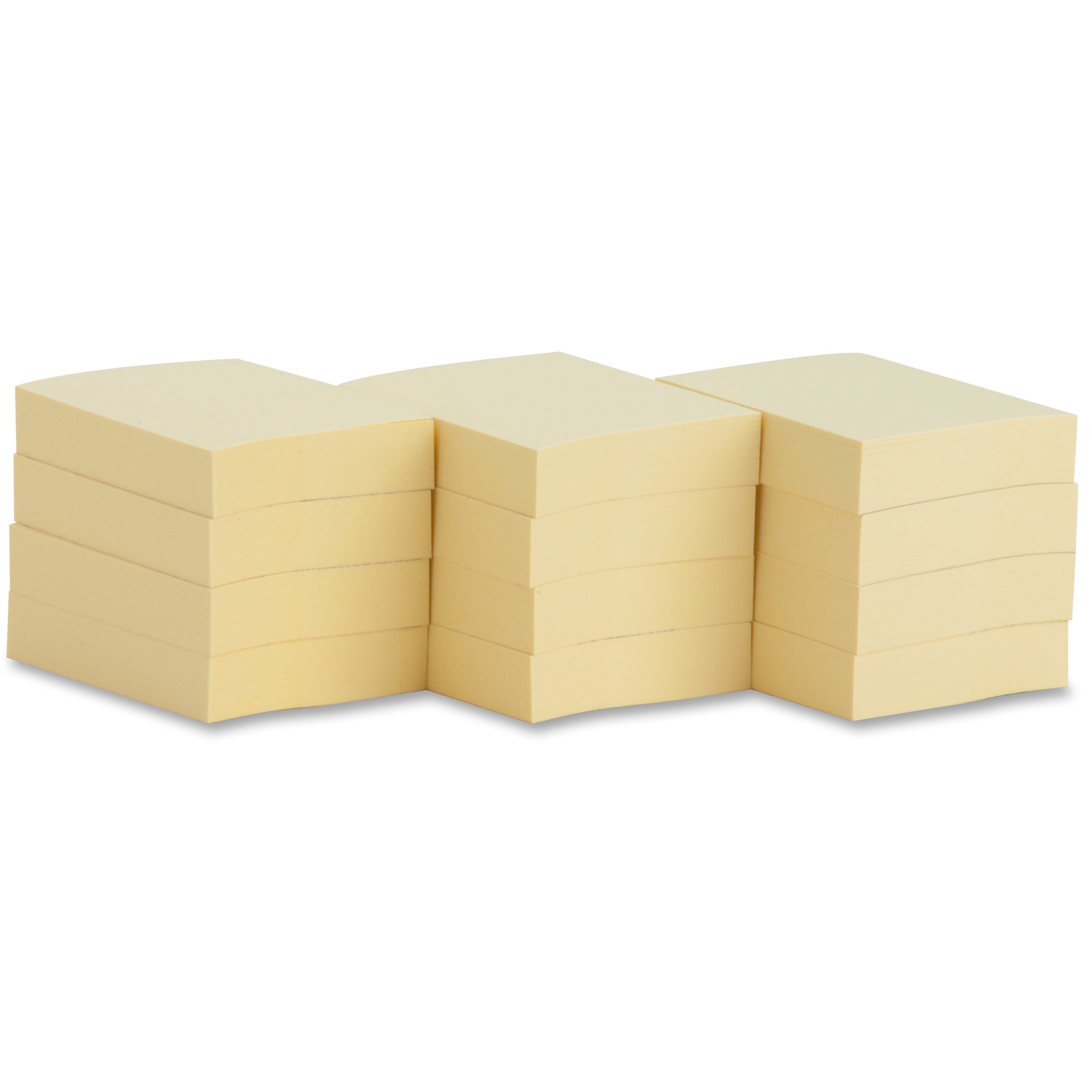 Business Source Yellow Repositionable Adhesive Notes - 1.88" x 1.38" - Rectangle - Yellow - Repositionable, Solvent-free Adhesive - 12 / Pack -