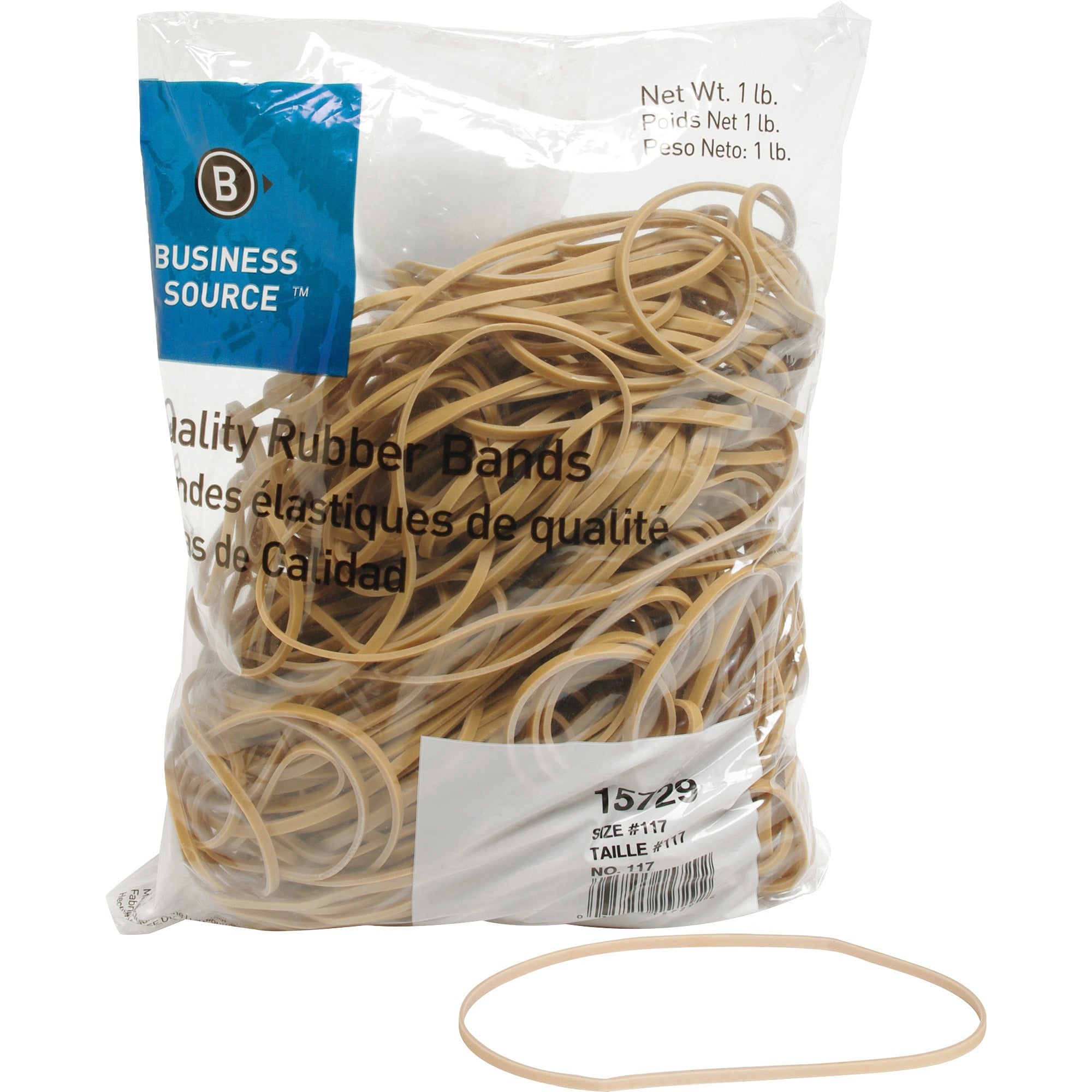 Business Source Quality Rubber Bands - Size: #117B - 7" Length x 0.1" Width - Sustainable - 200 / Pack - Rubber - Crepe -