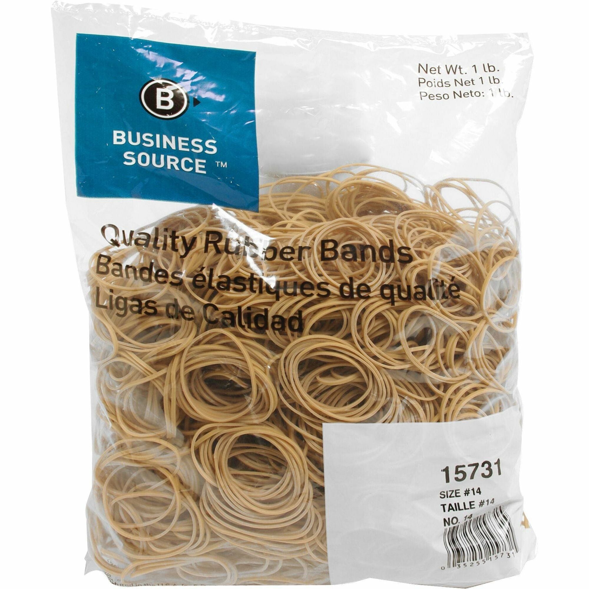 Business Source Quality Rubber Bands - Size: #14 - 2" Length x 0.1" Width - Sustainable - 2250 / Pack - Rubber - Crepe -