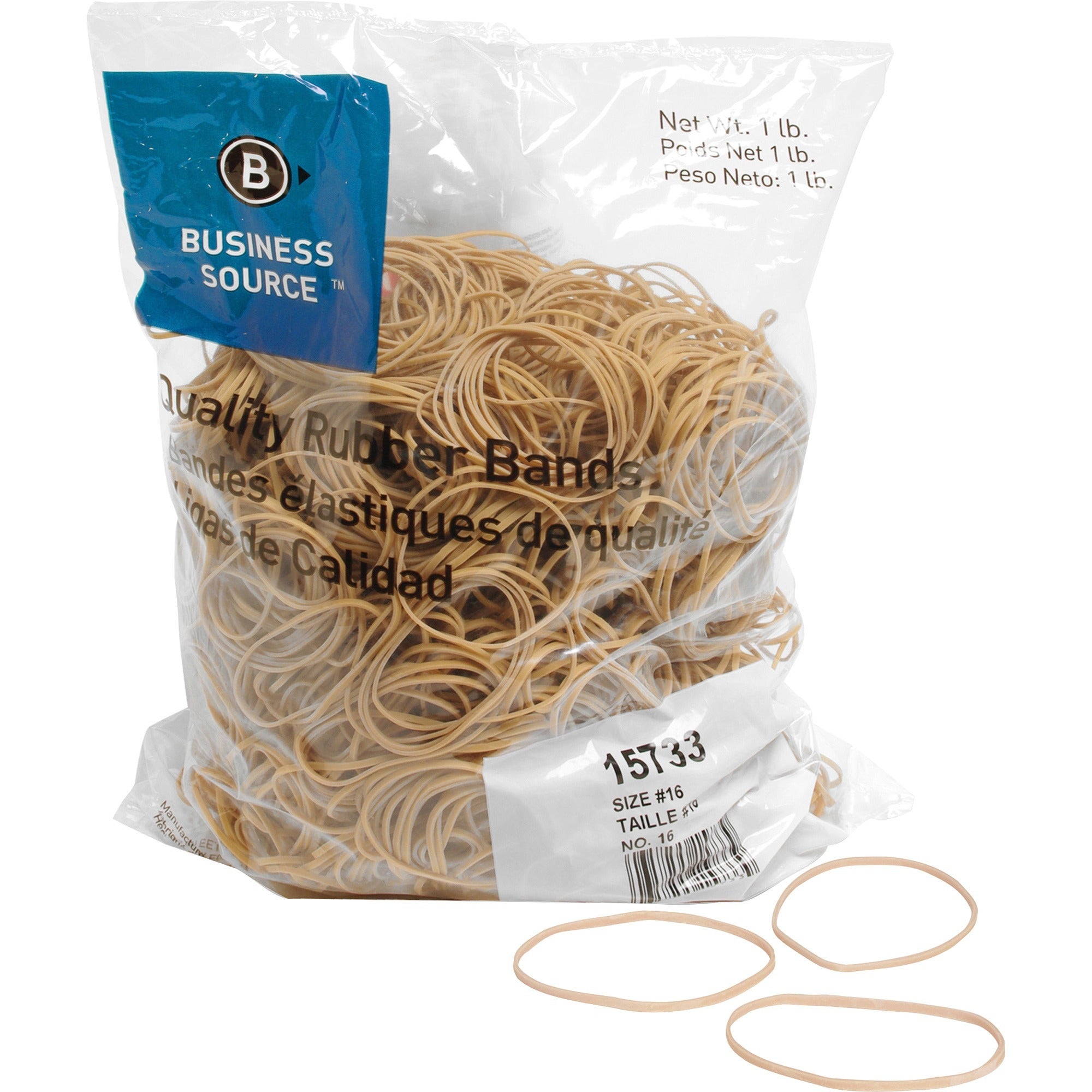 Business Source Quality Rubber Bands - Size: #16 - 2.5" Length x 0.1" Width - Sustainable - 1800 / Pack - Rubber - Crepe -