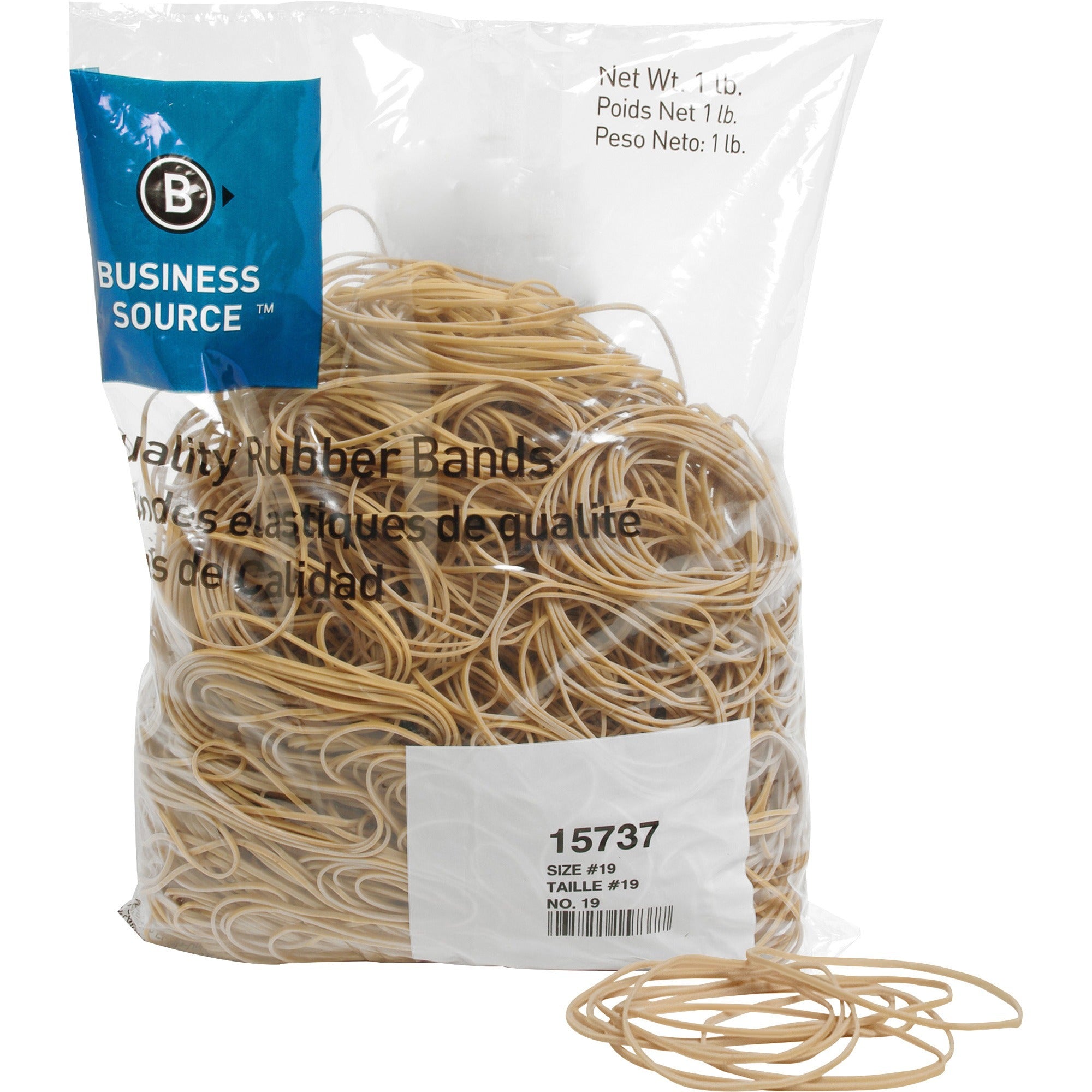 Business Source Quality Rubber Bands - Size: #19 - 3.5" Length x 0.1" Width - Sustainable - 1250 / Pack - Rubber - Crepe -
