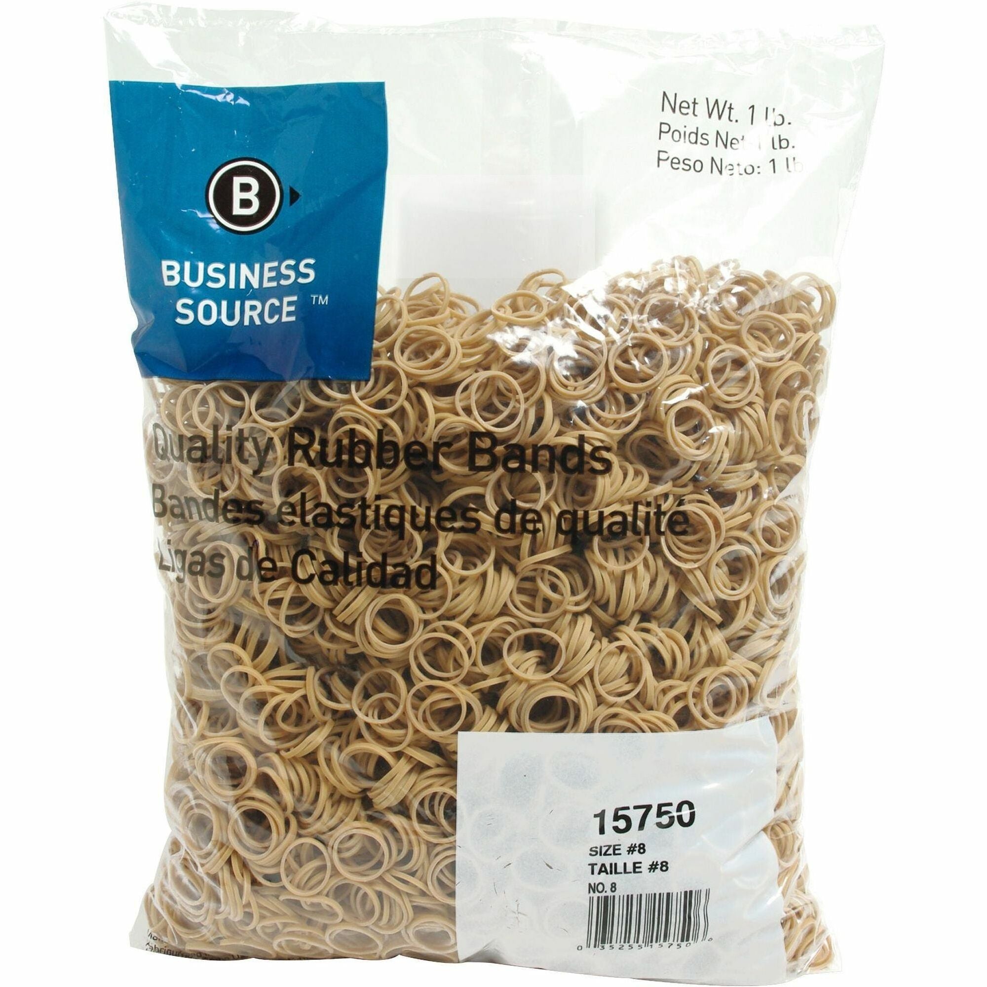 Business Source Quality Rubber Bands - Size: #8 - 0.9" Length x 0.1" Width - Sustainable - 5200 / Pack - Rubber - Crepe -