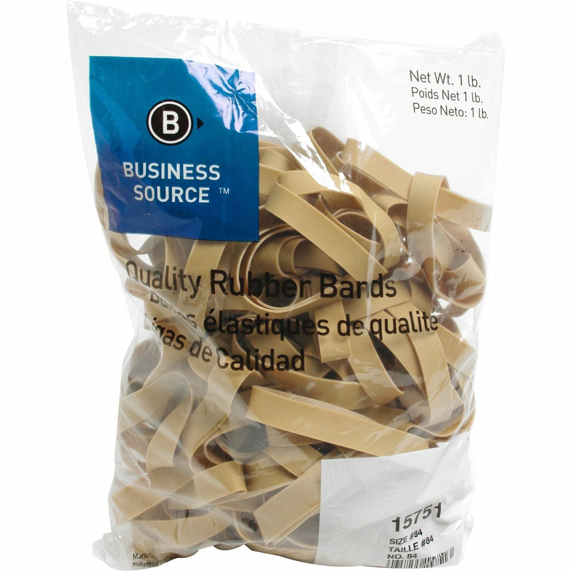 Business Source Quality Rubber Bands - Size: #84 - 3.5" Length x 0.5" Width - Sustainable - 150 / Pack - Rubber - Crepe -