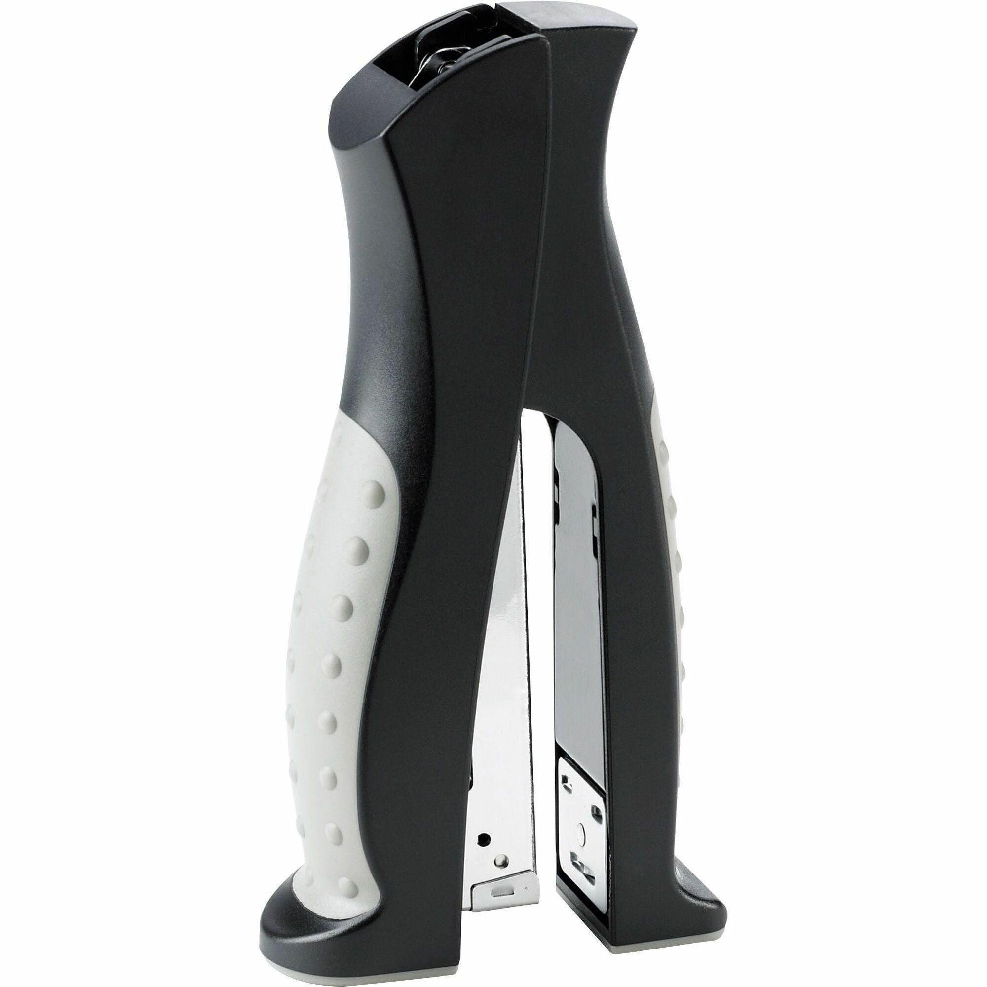 Business Source Full Strip Vertical Desk Stapler - 20 of 80g/m2 Paper Sheets Capacity - 210 Staple Capacity - Full Strip - 1 Each - Black, Gray -